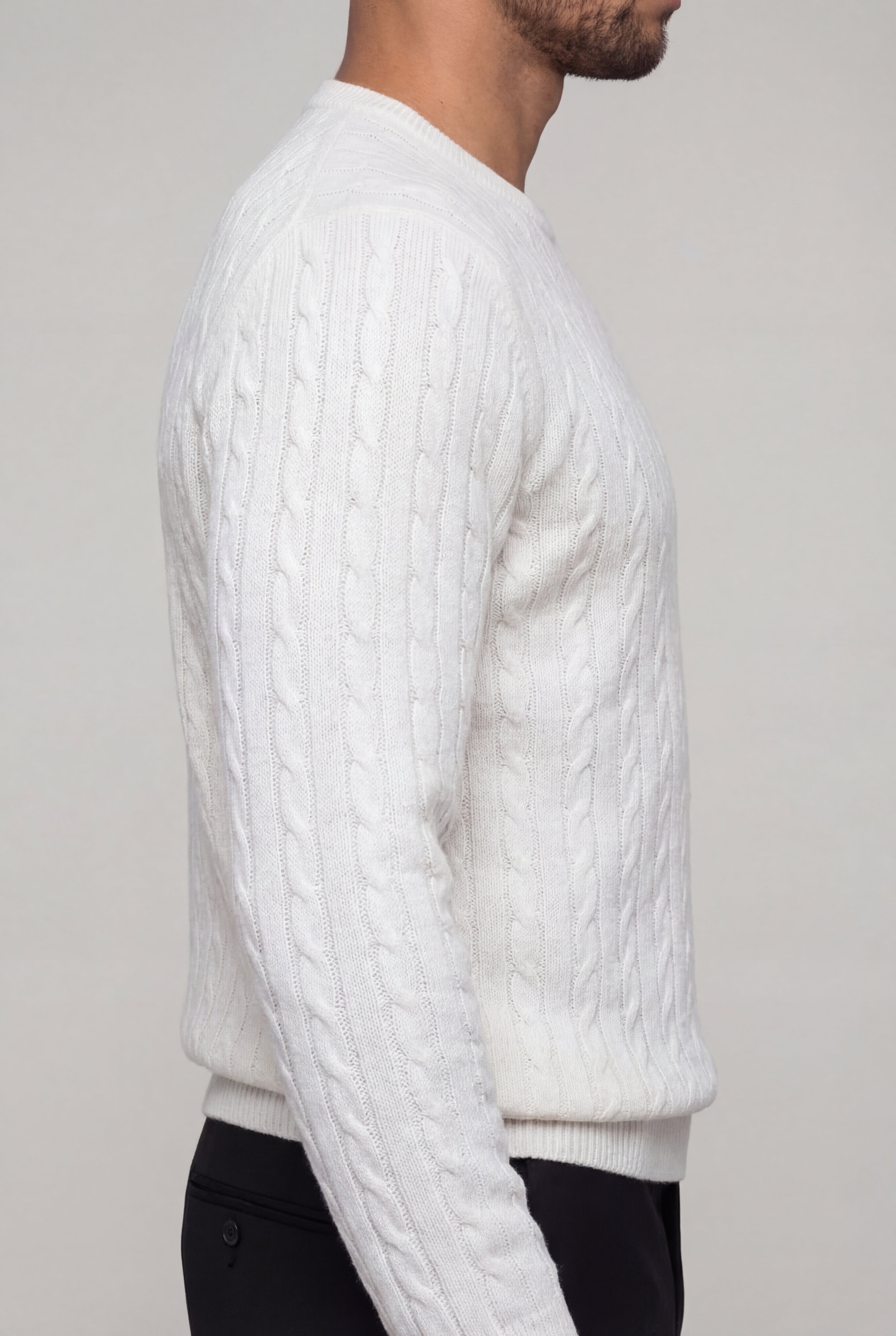 VARCELLO KNIT CREWNECK SWEATER – WHITE