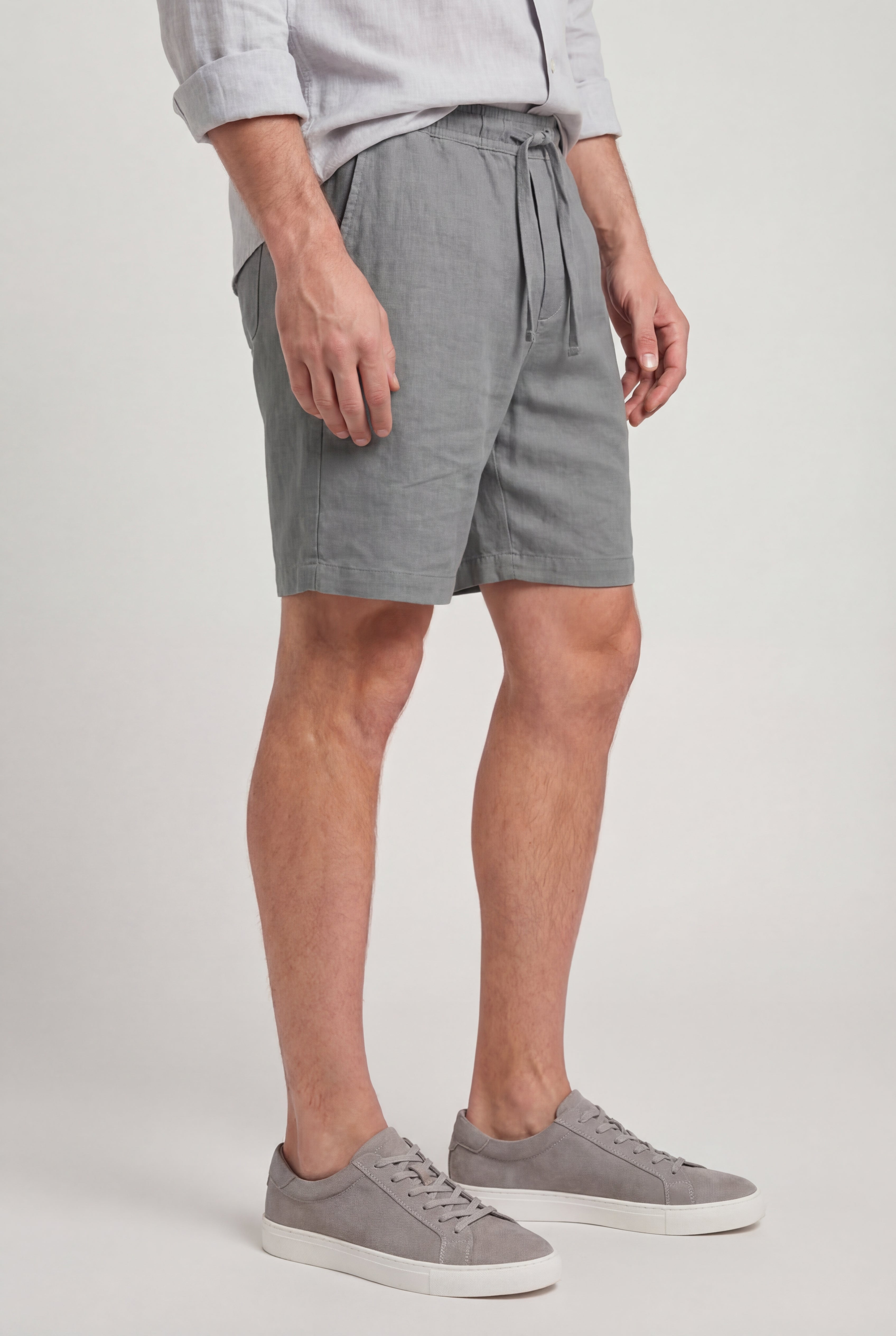 VARCENO LINEN SHORTS – GRAY