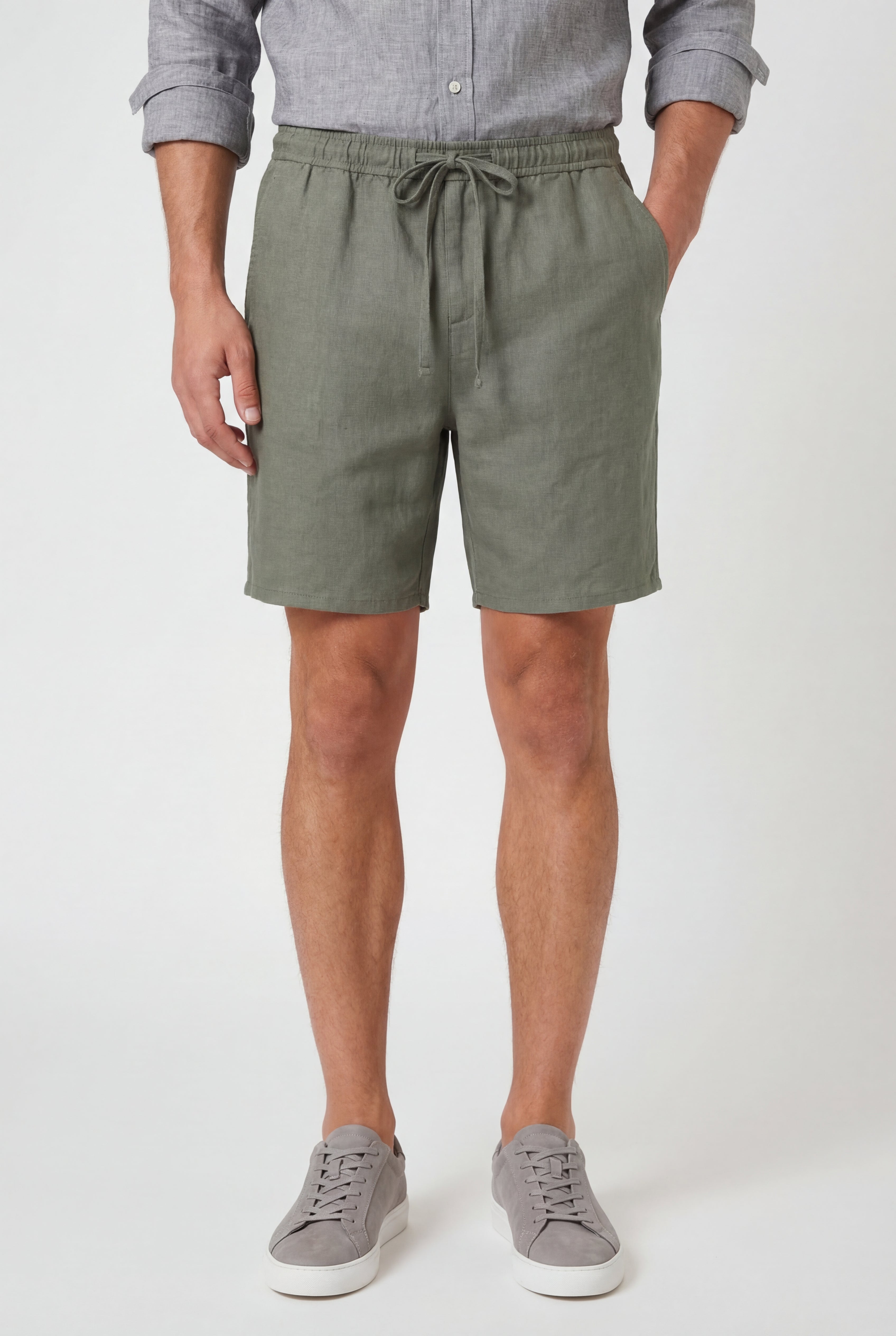VARCENO LINEN SHORTS – GREEN