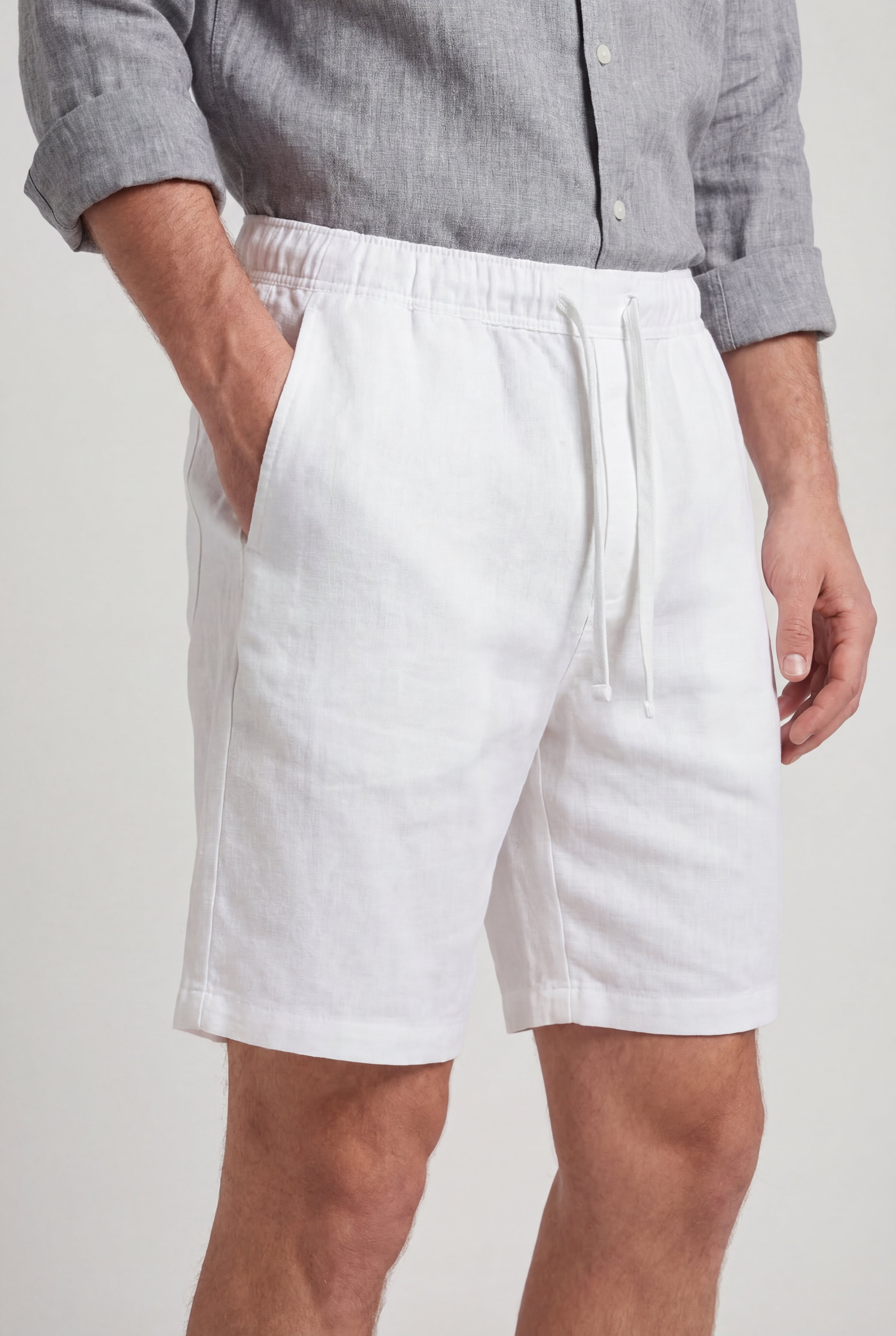 VARCENO LINEN SHORTS – WHITE