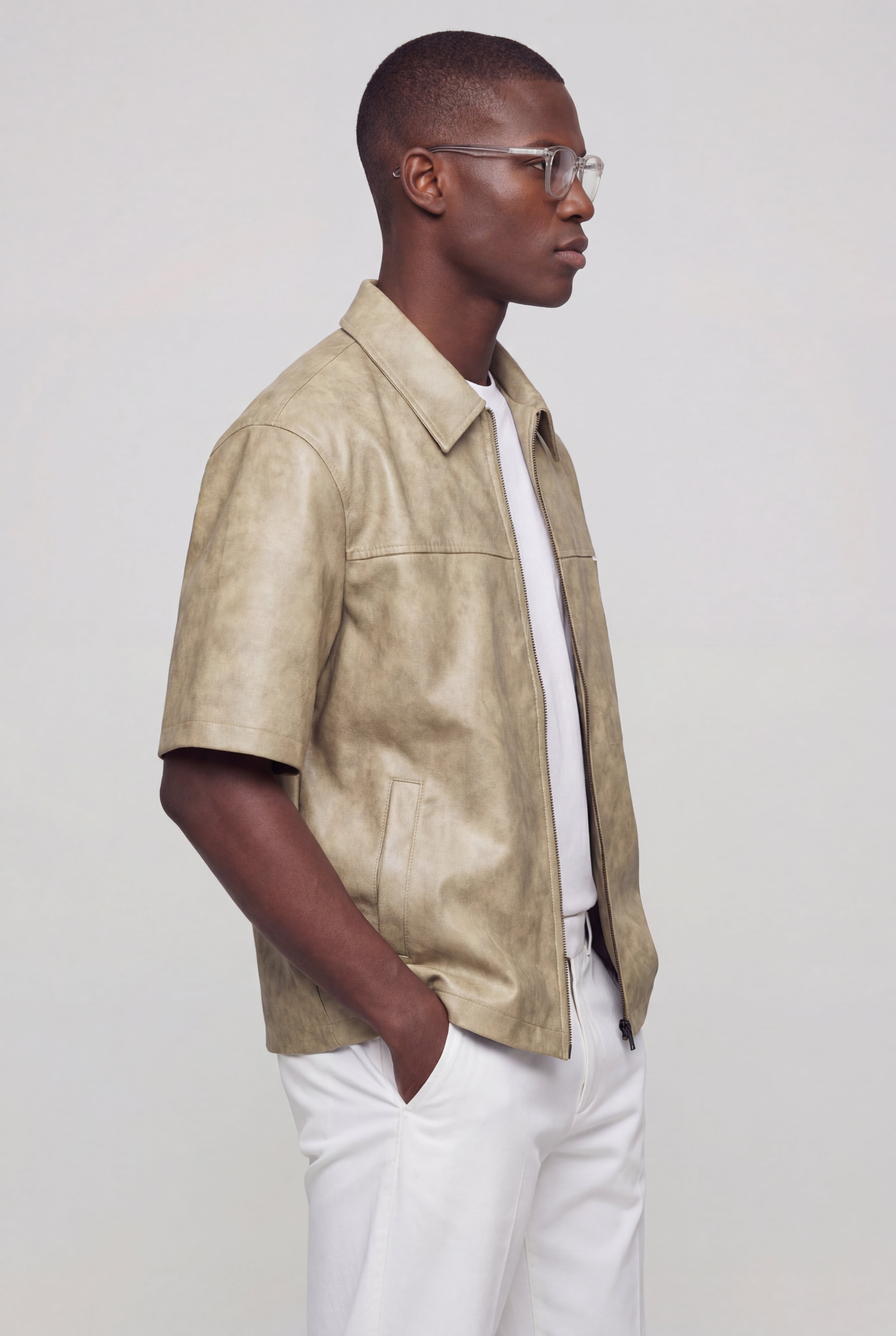 VELMORIN LEATHER JACKET – KHAKI