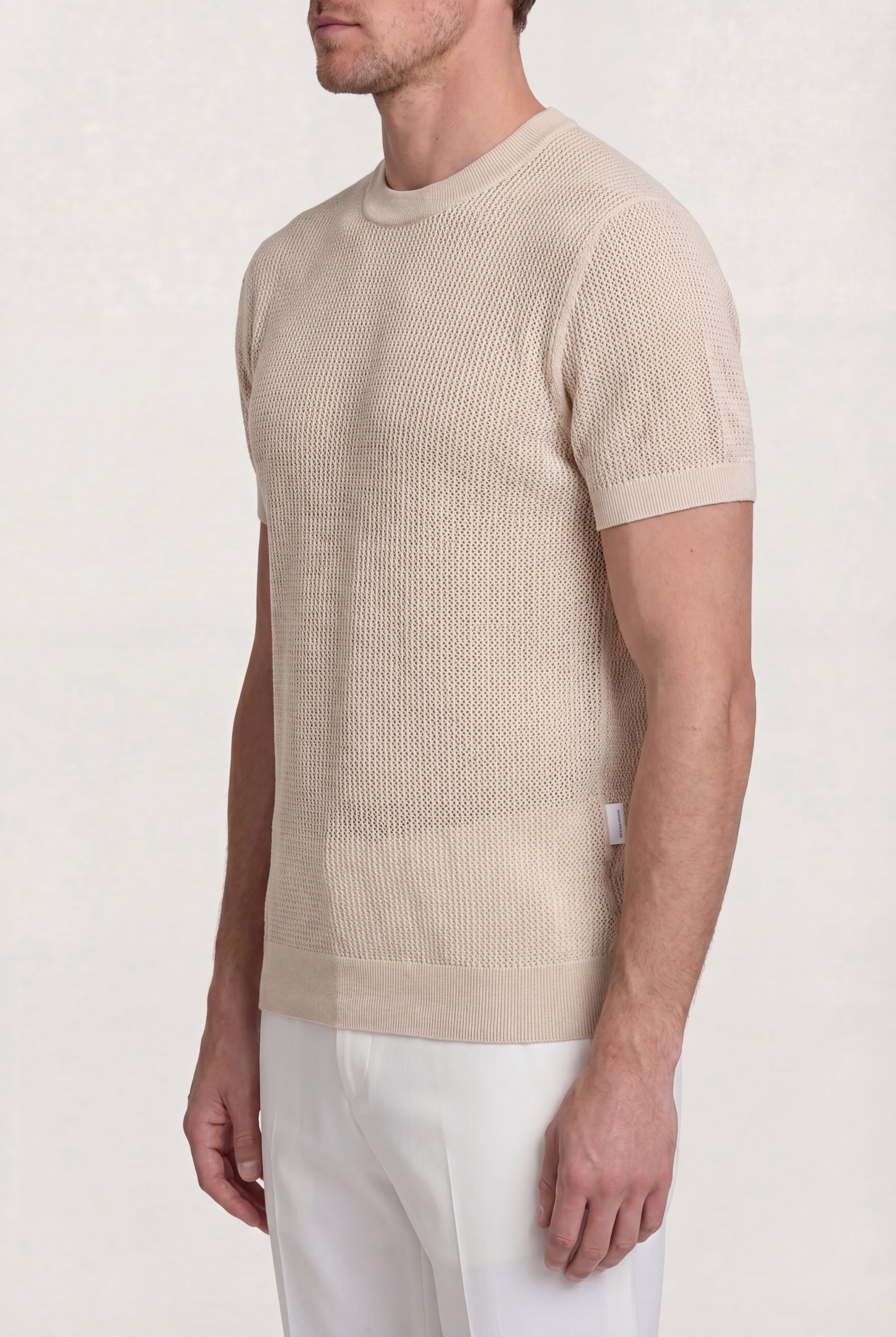VELMORI COTTON KNIT T-SHIRT – BEIGE