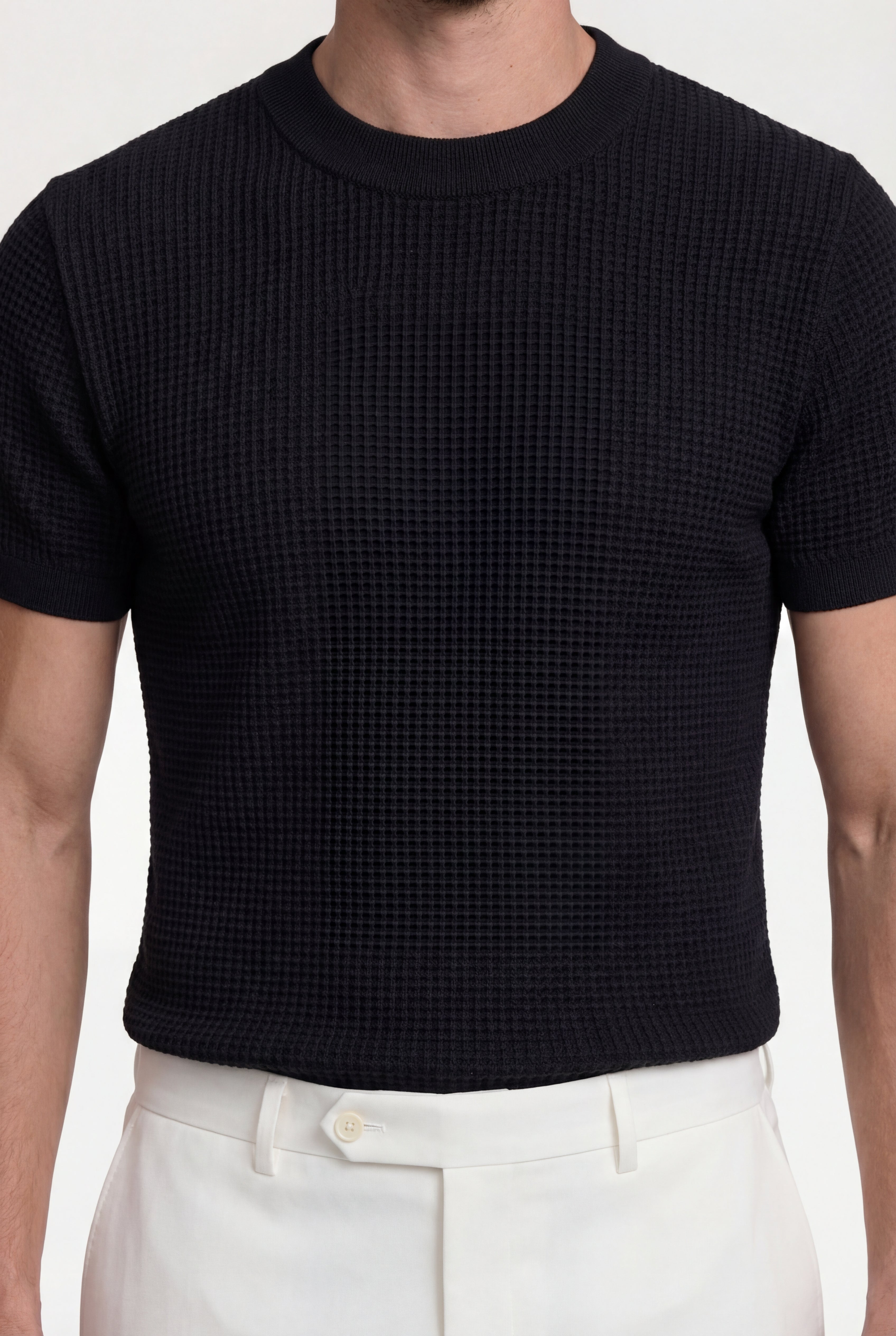 VELMORI COTTON KNIT T-SHIRT – BLACK