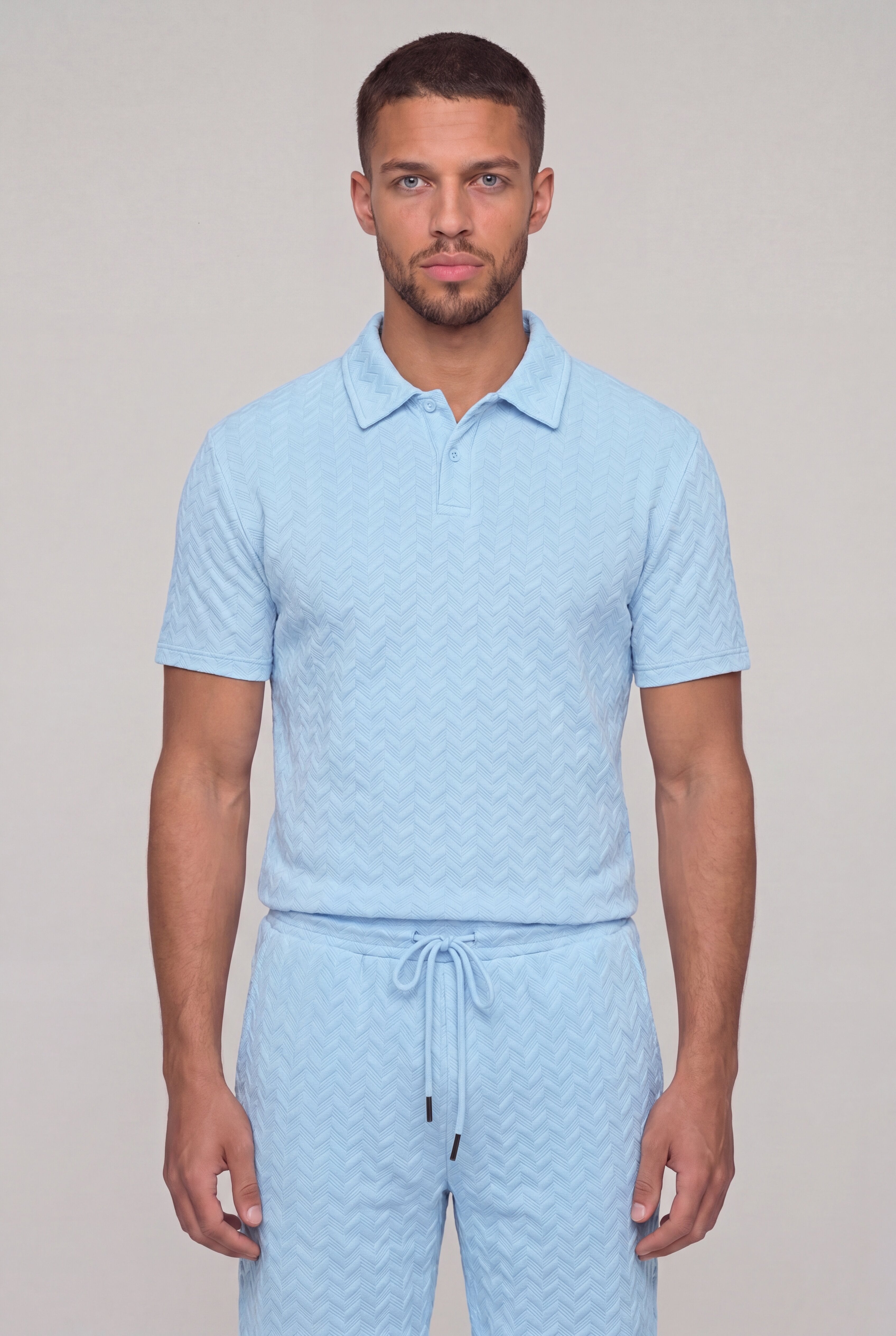 VELRICO TEXTURED POLO SET - BLUE