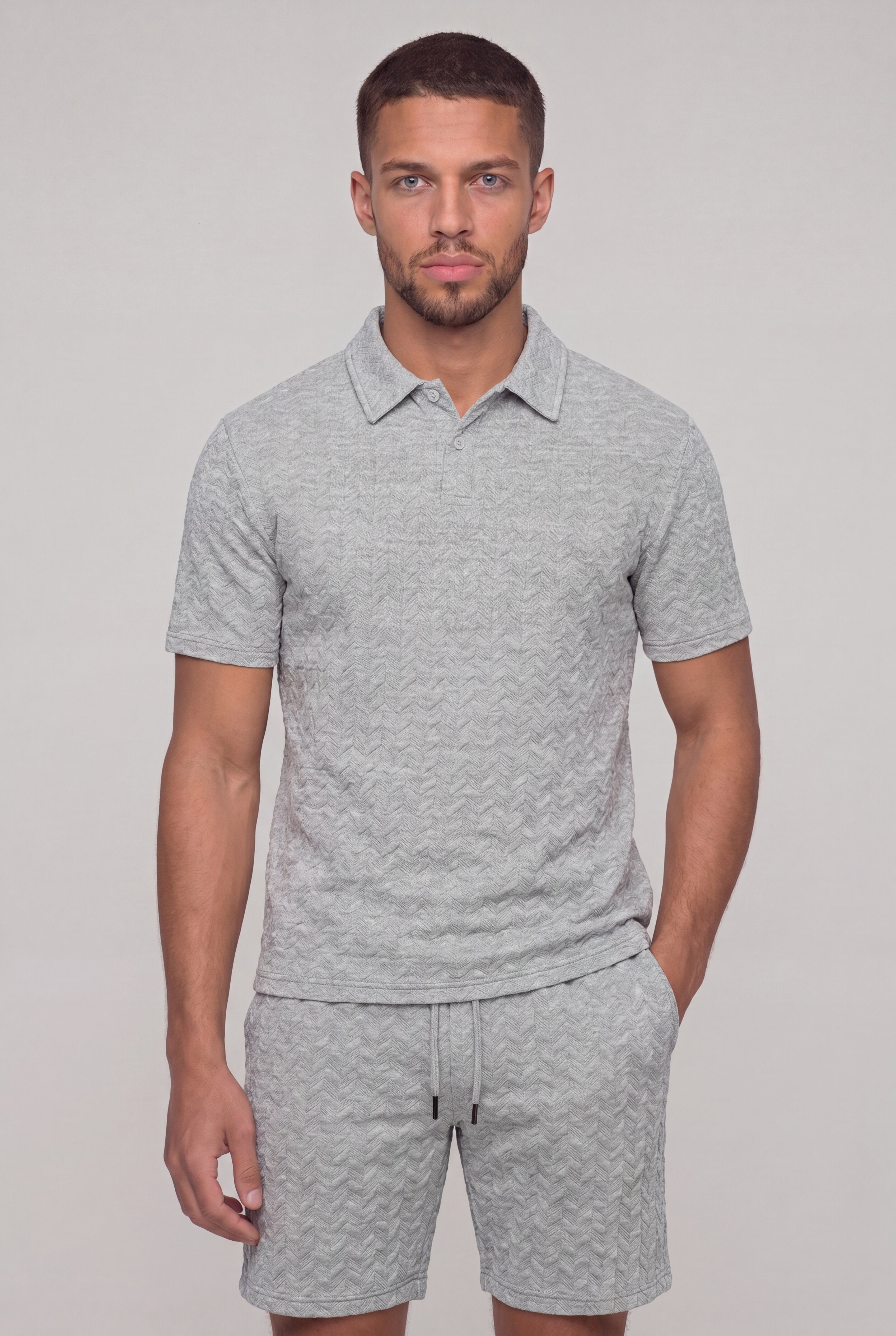 VELRICO TEXTURED POLO SET - GRAY