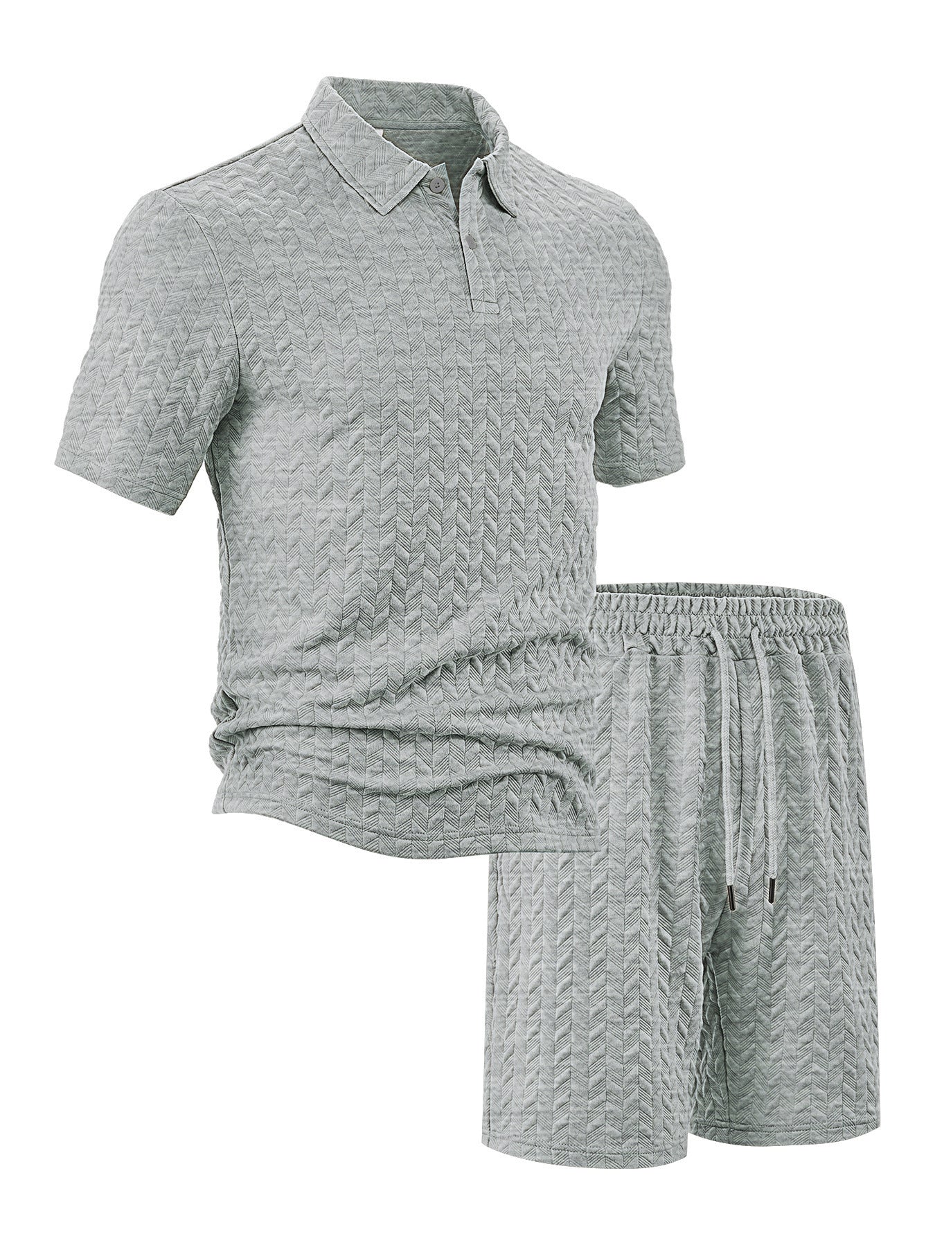 VELRICO TEXTURED POLO SET - GRAY