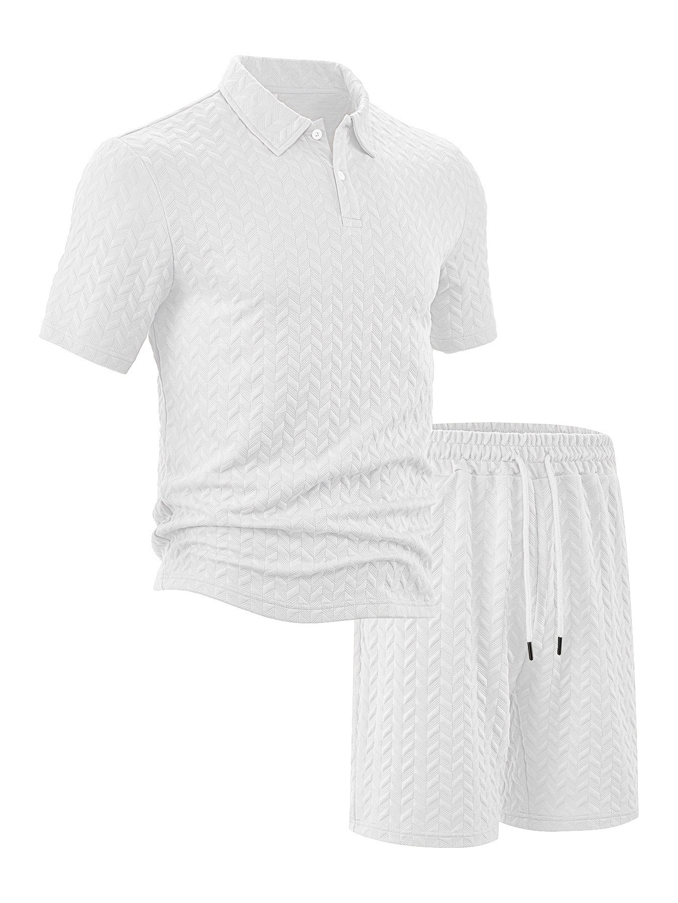 VELRICO TEXTURED POLO SET - WHITE