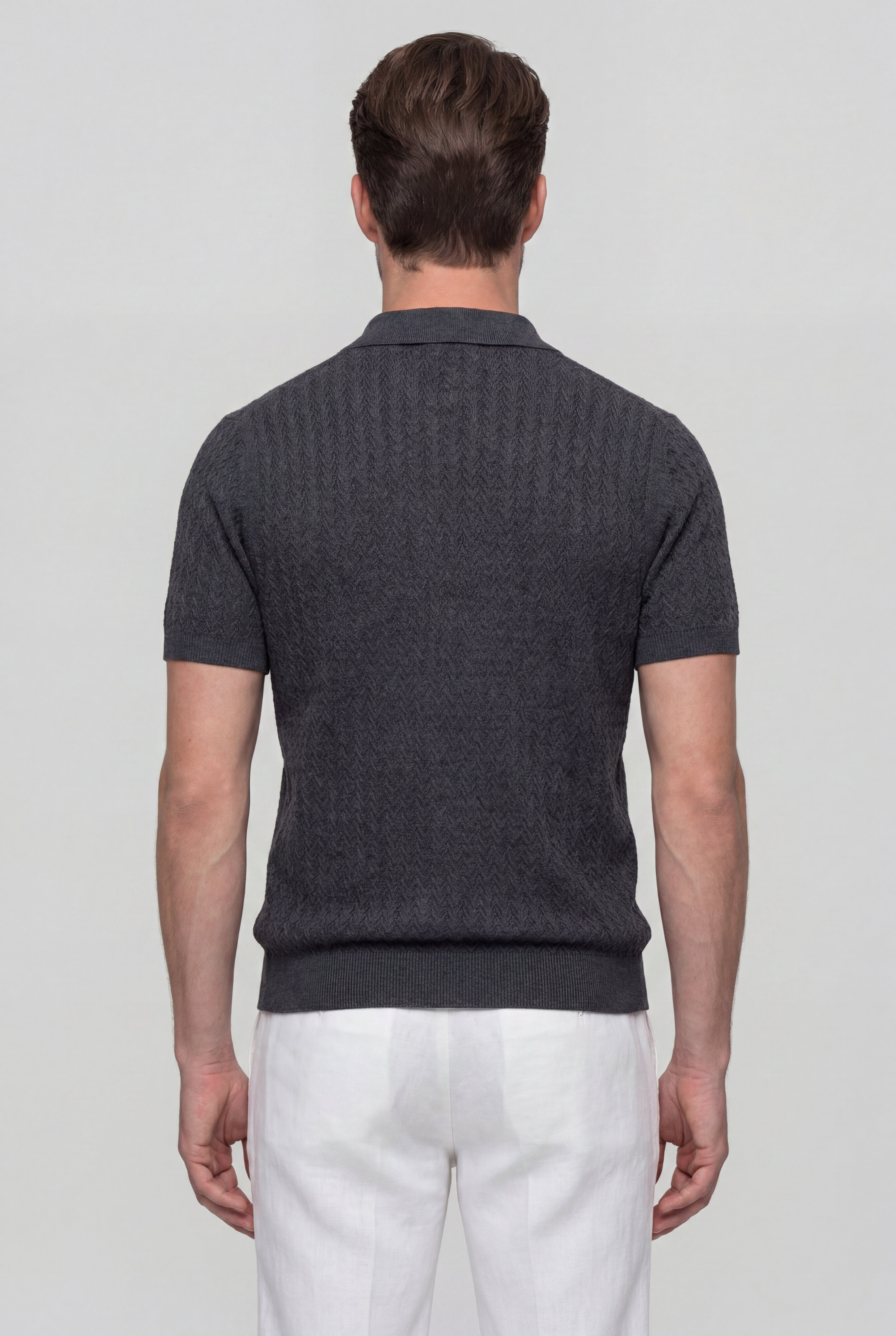 VELRION TEXTURED POLO SHIRT – GRAY