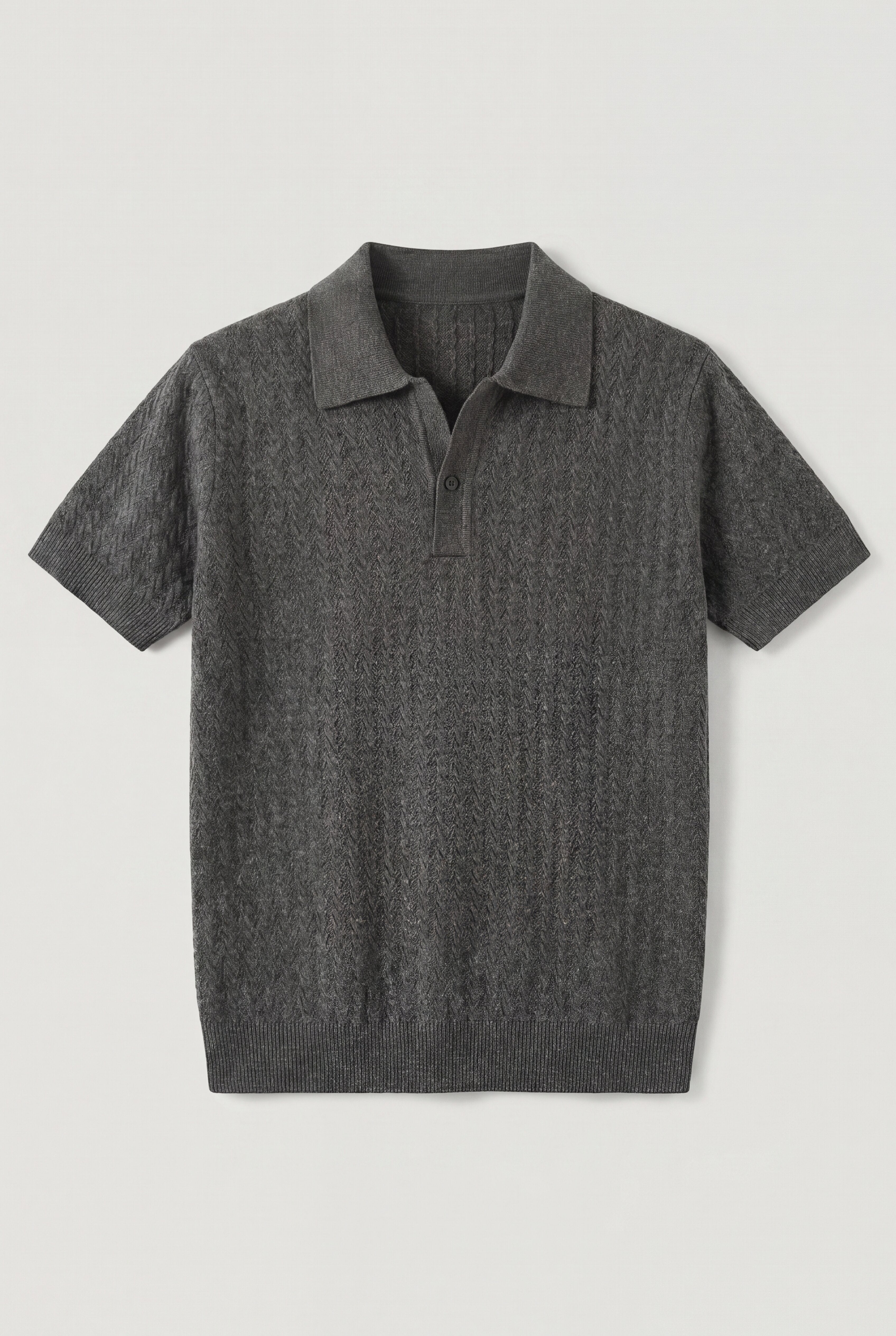 VELRION TEXTURED POLO SHIRT – GRAY