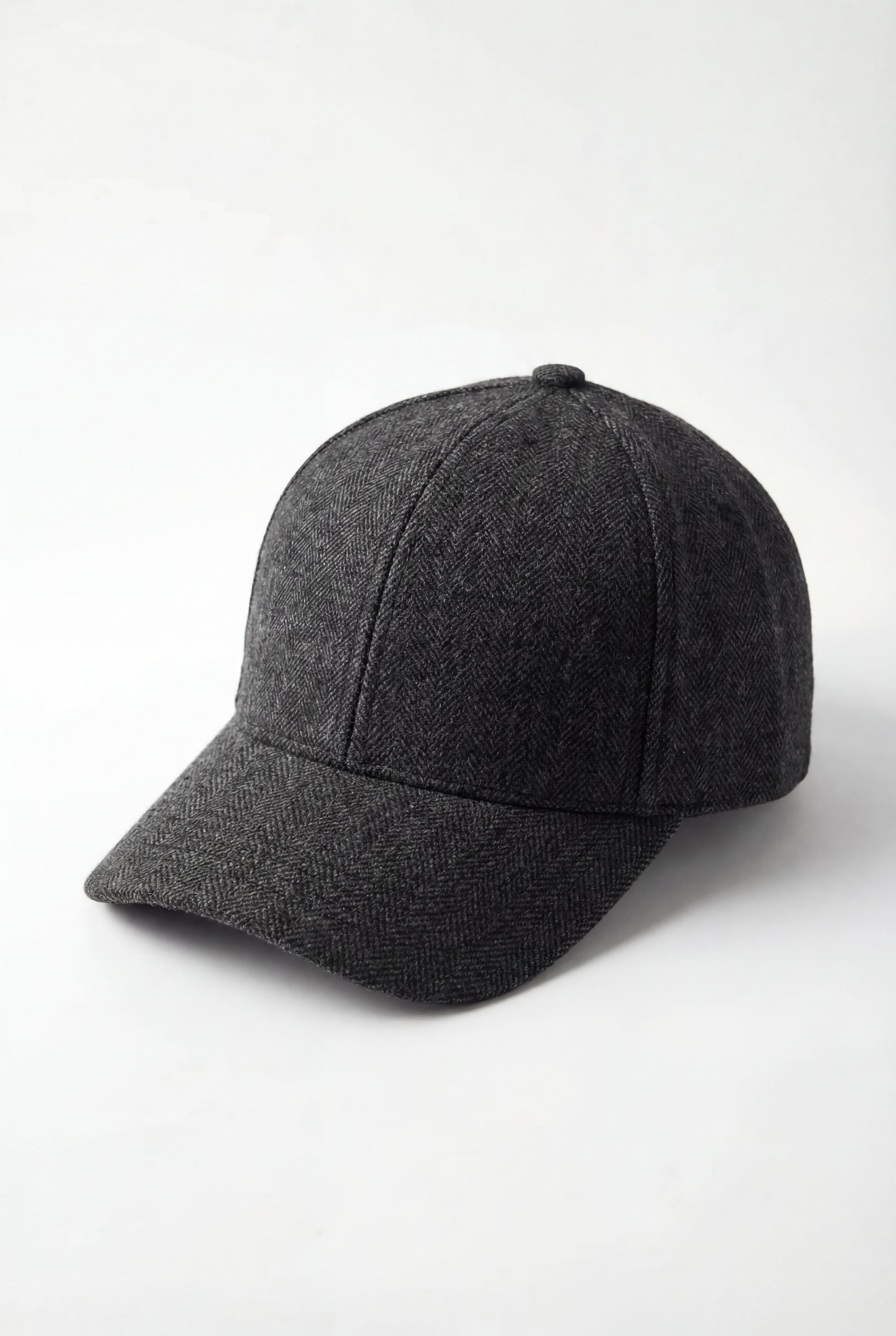 VELTARO HERRINGBONE BASEBALL CAP - BLACK