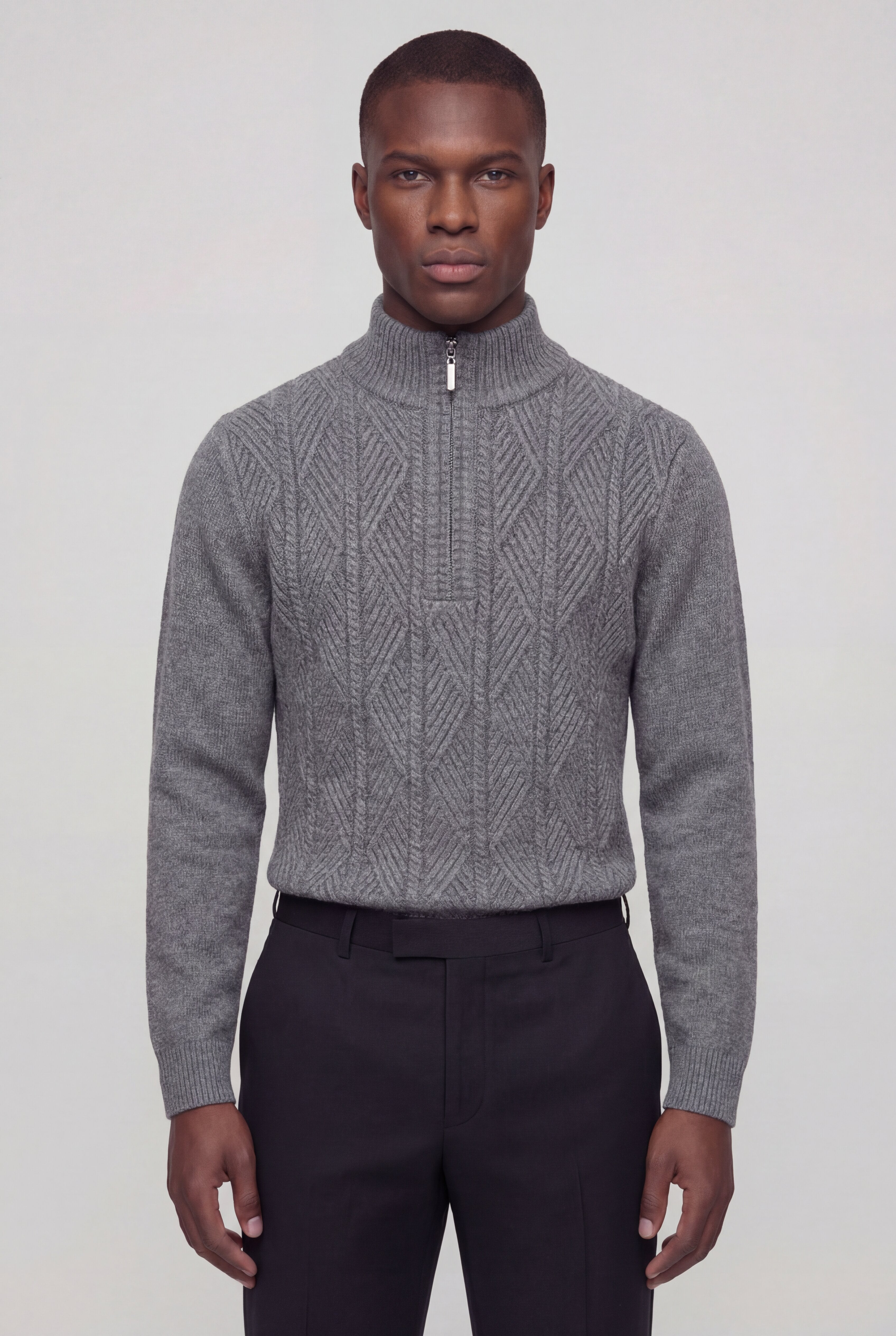 VELTRIN HALF-ZIP SWEATER – GRAY