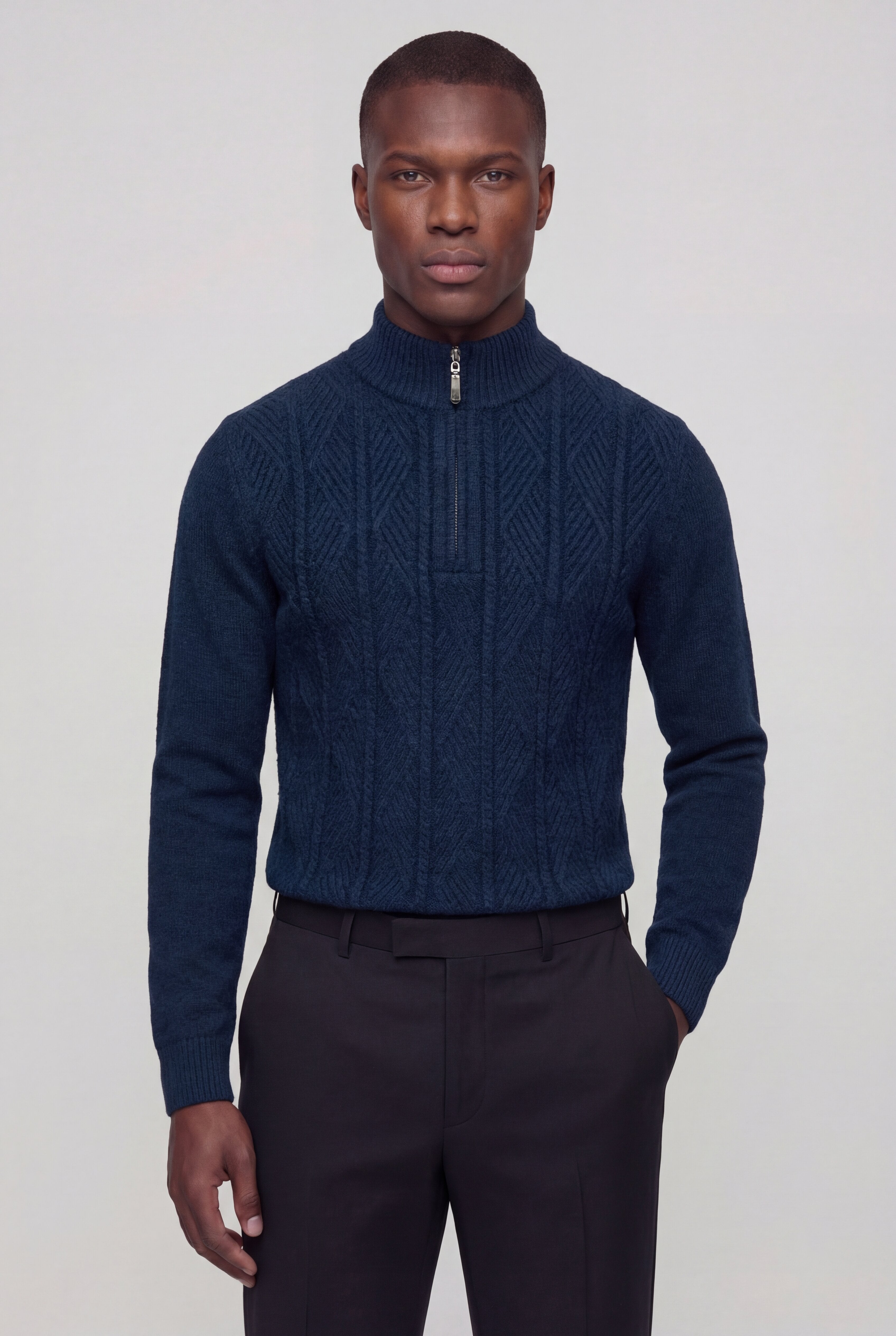 VELTRIN HALF-ZIP SWEATER – NAVY