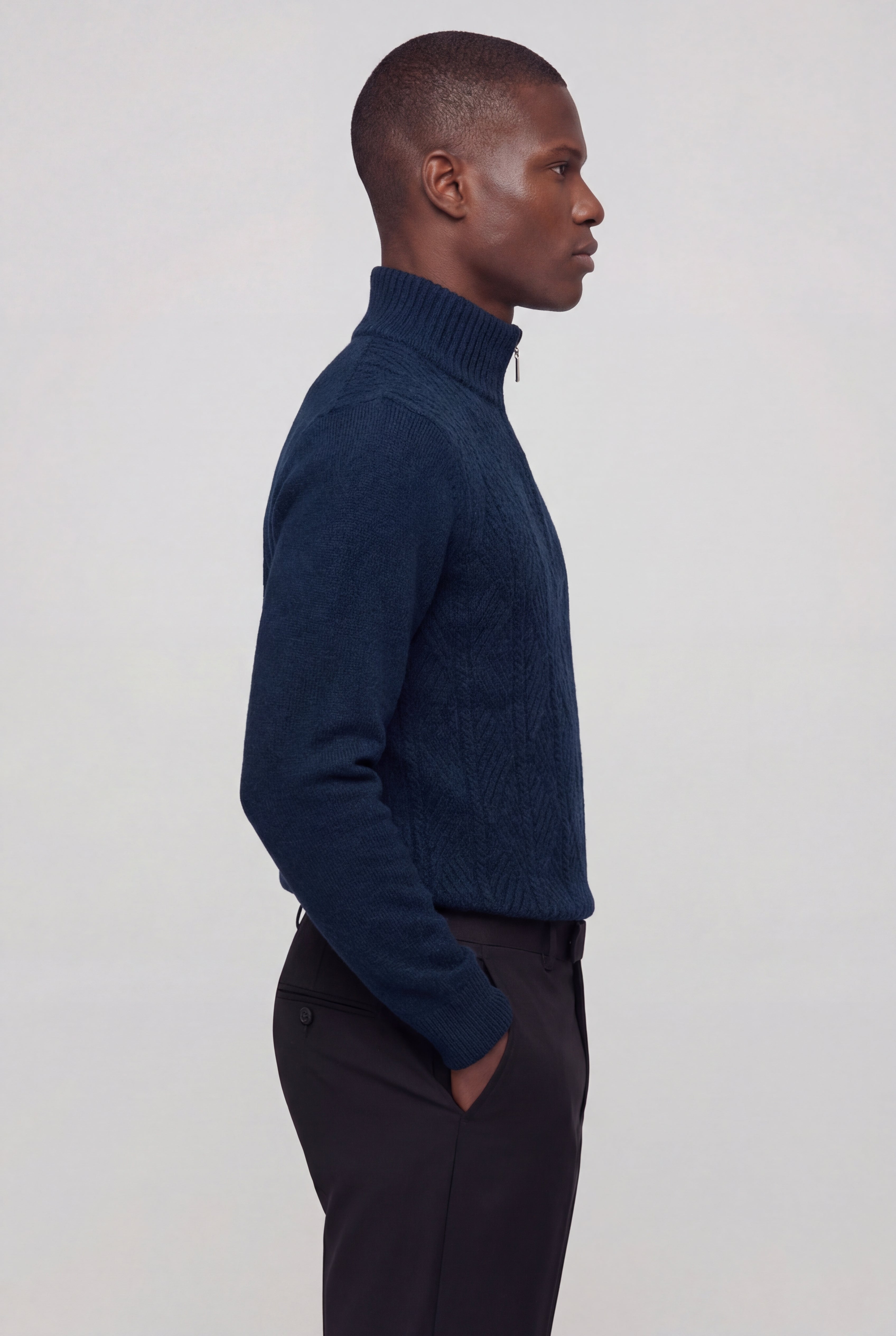 VELTRIN HALF-ZIP SWEATER – NAVY