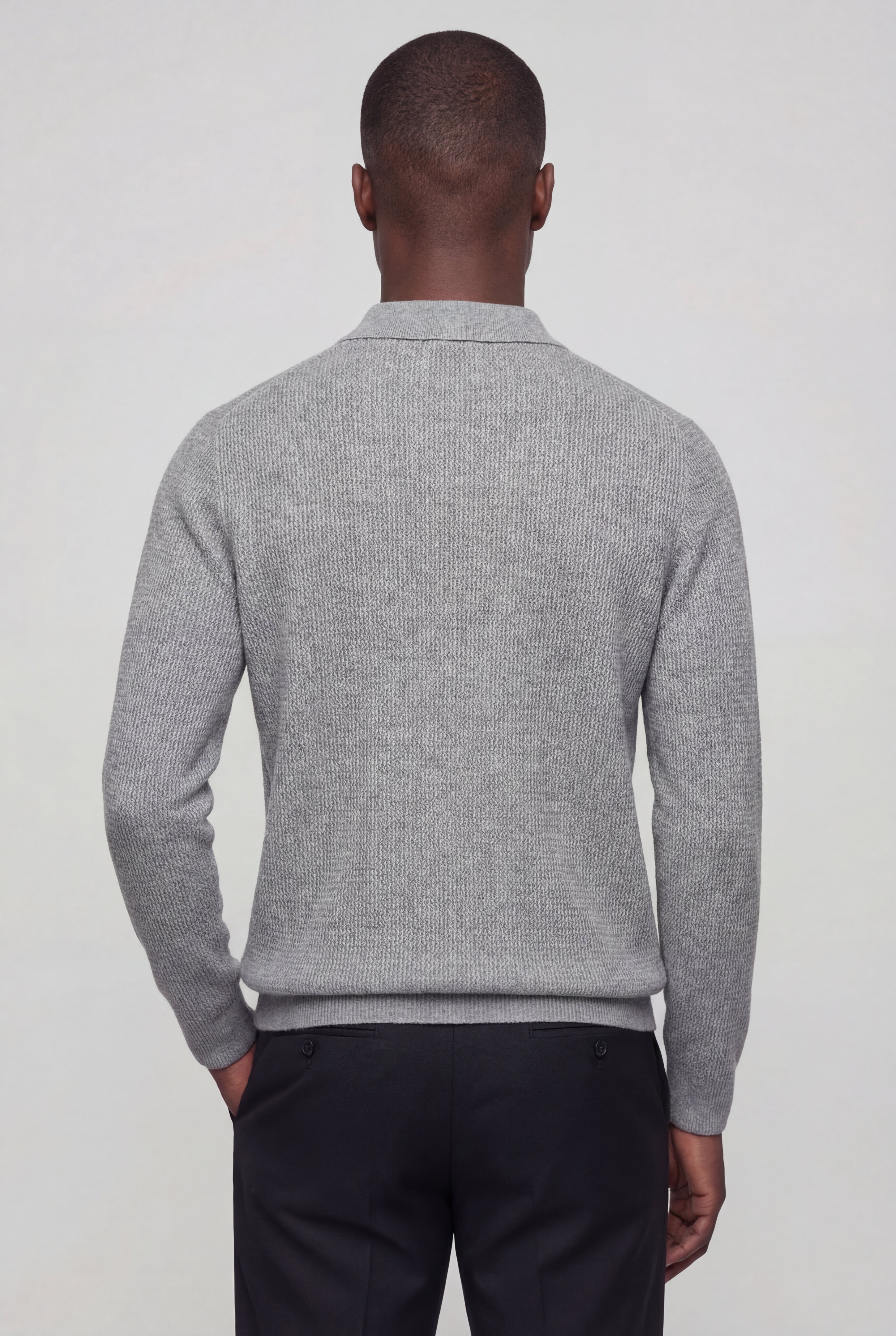VELTRION KNIT COLLAR SWEATER – GRAY
