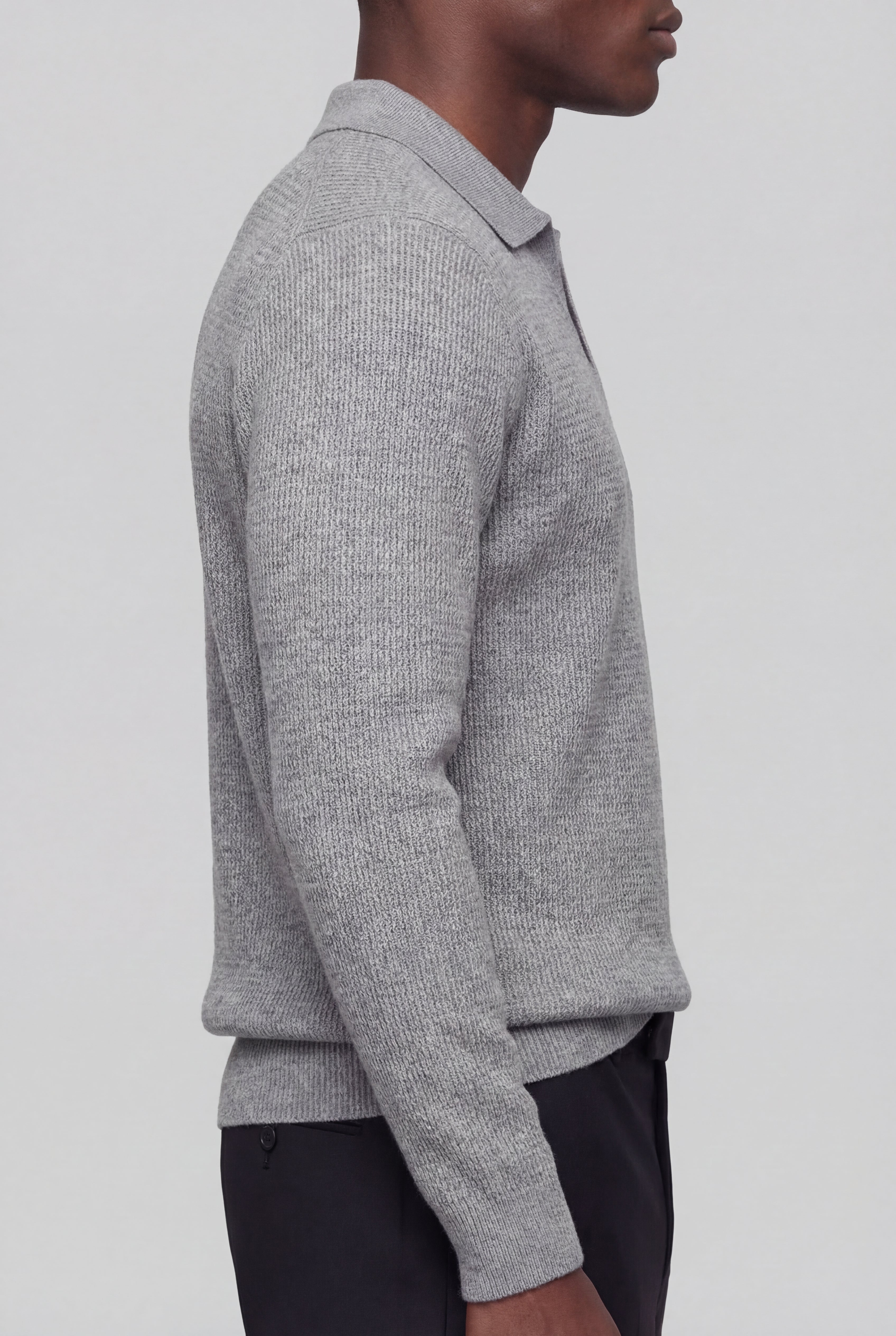 VELTRION KNIT COLLAR SWEATER – GRAY