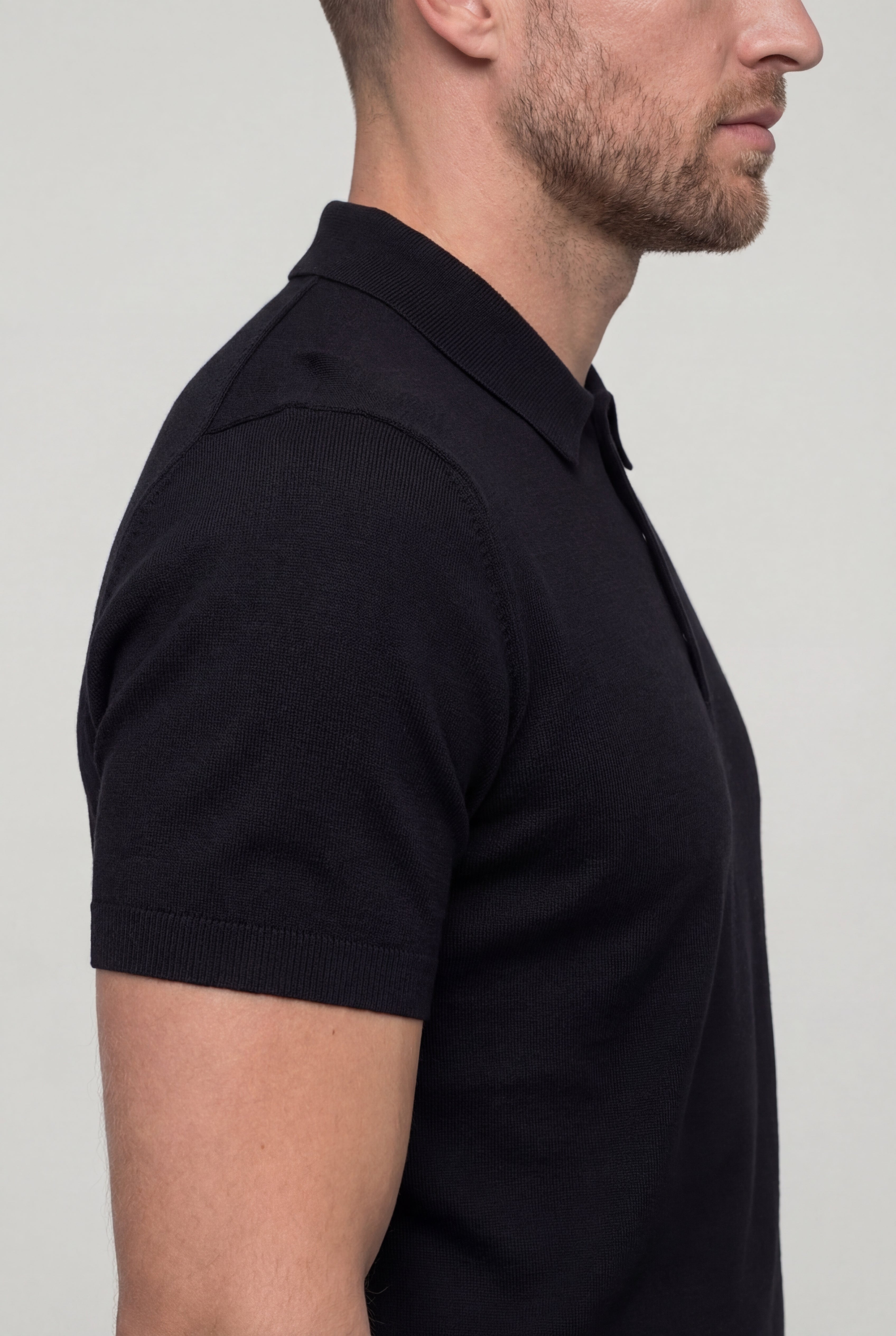 XELARO KNIT POLO SHIRT – BLACK