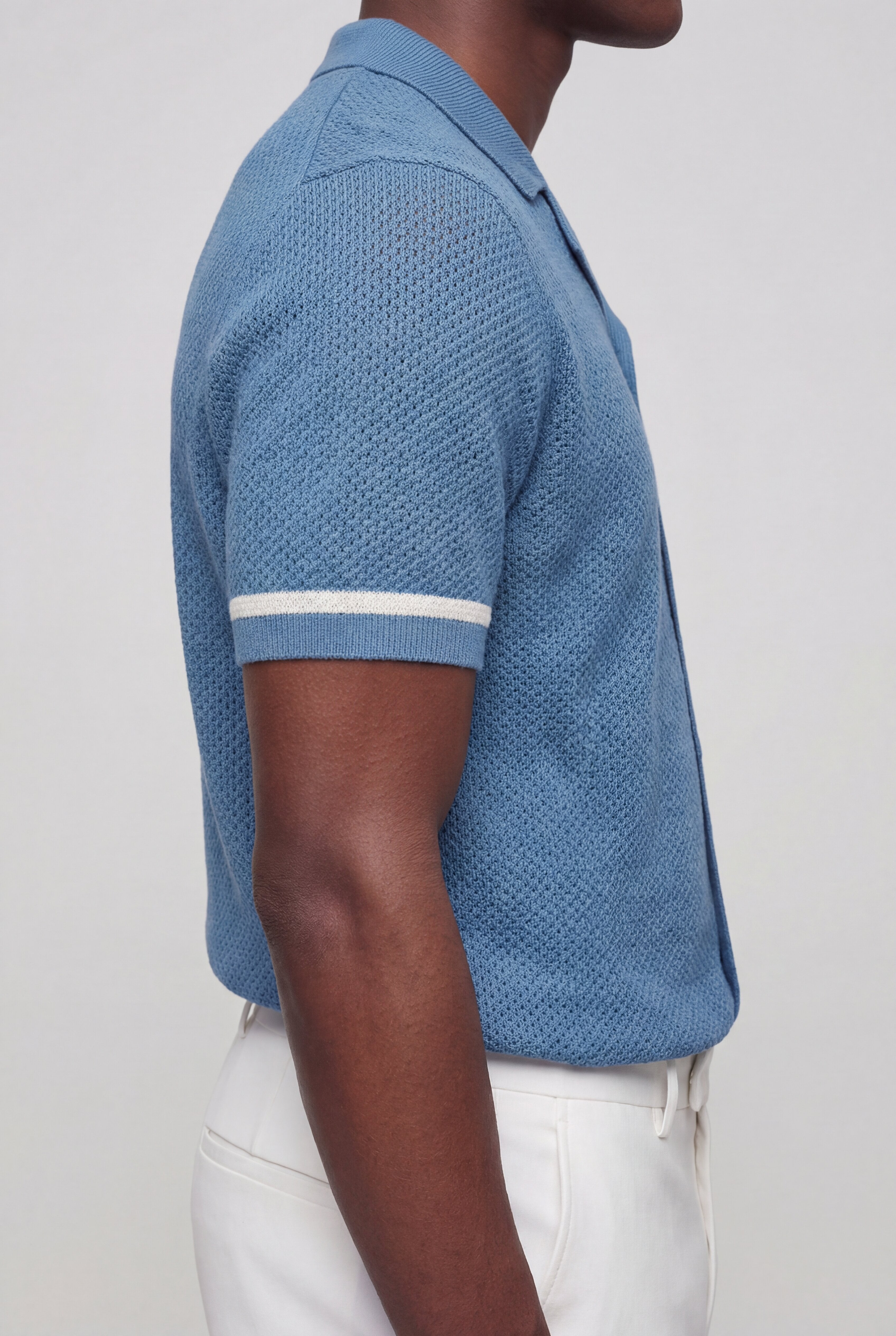 ZANECRO TEXTURED KNIT SHIRT – BLUE