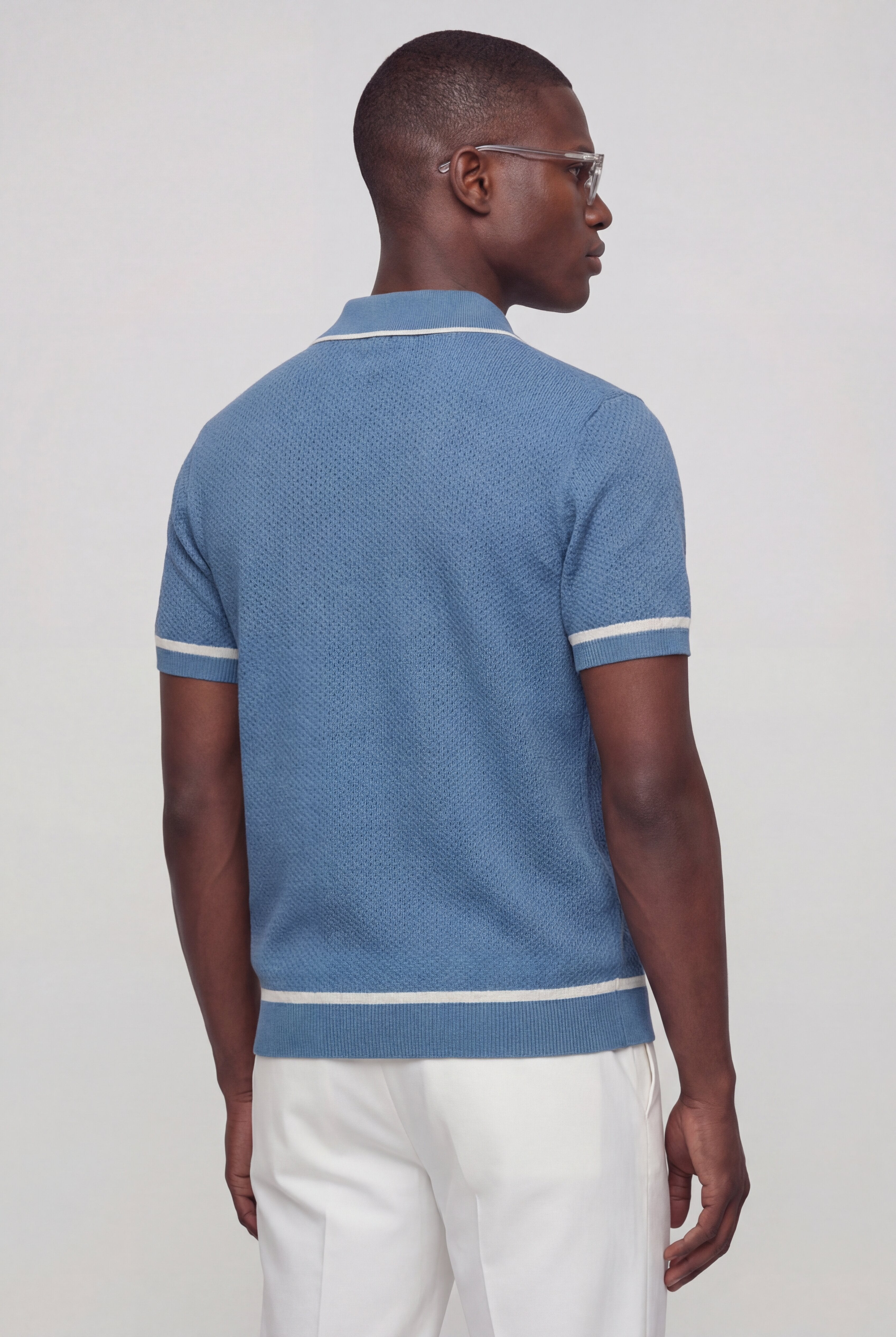 ZANECRO TEXTURED KNIT SHIRT – BLUE
