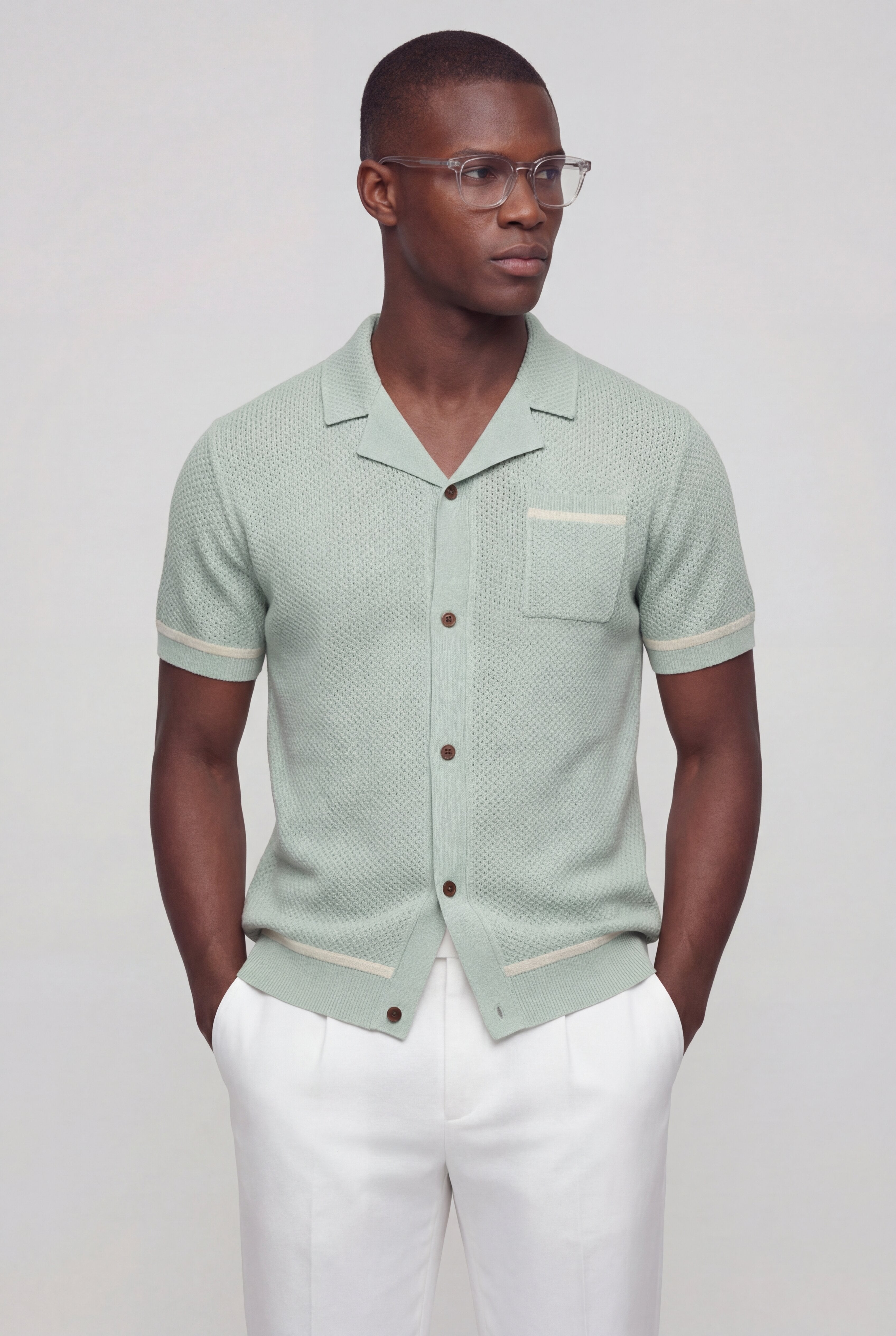 ZANECRO TEXTURED KNIT SHIRT – GREEN