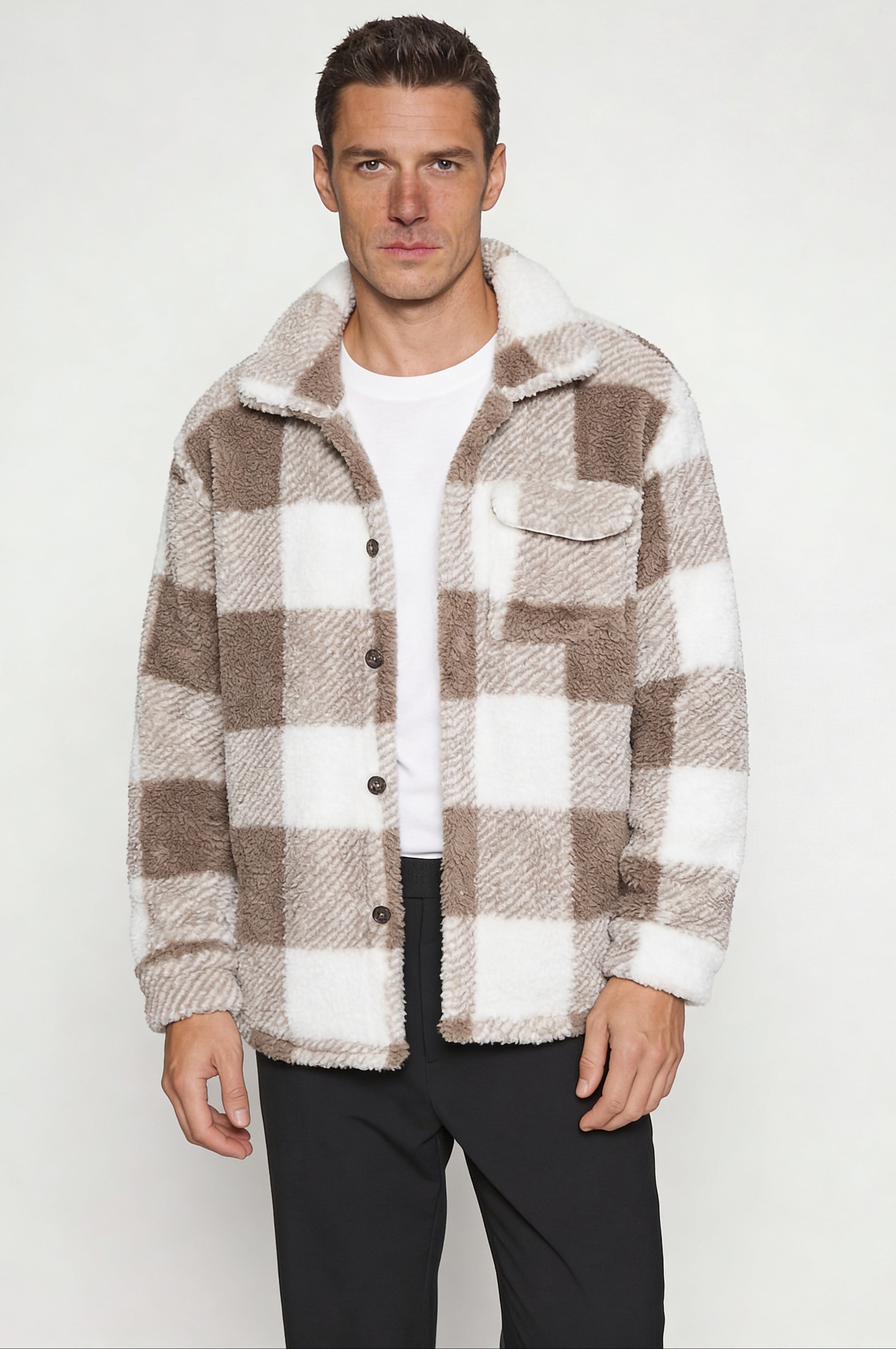 ZARETH PLAID JACKET - COFFEE