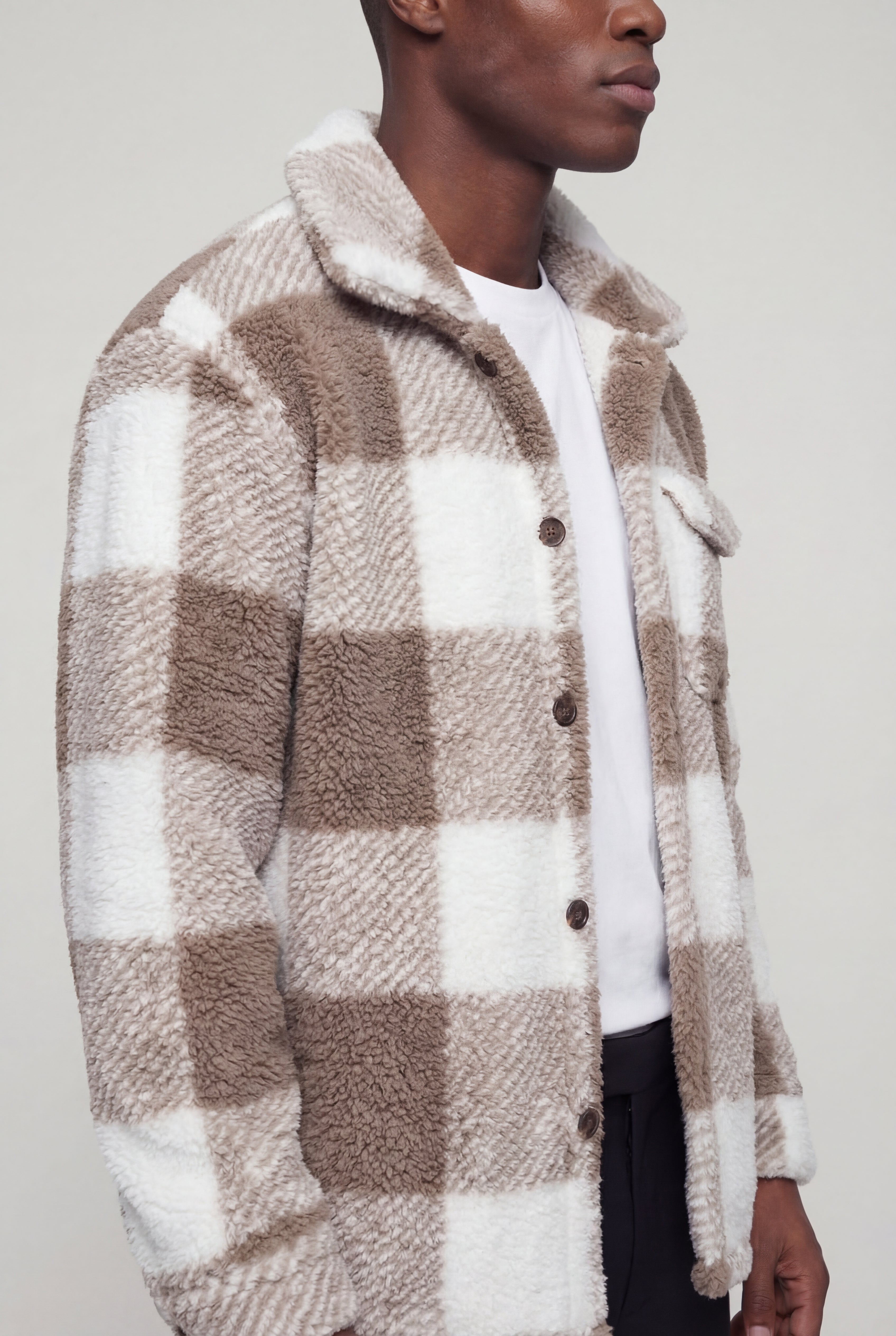 ZARETH PLAID JACKET - COFFEE