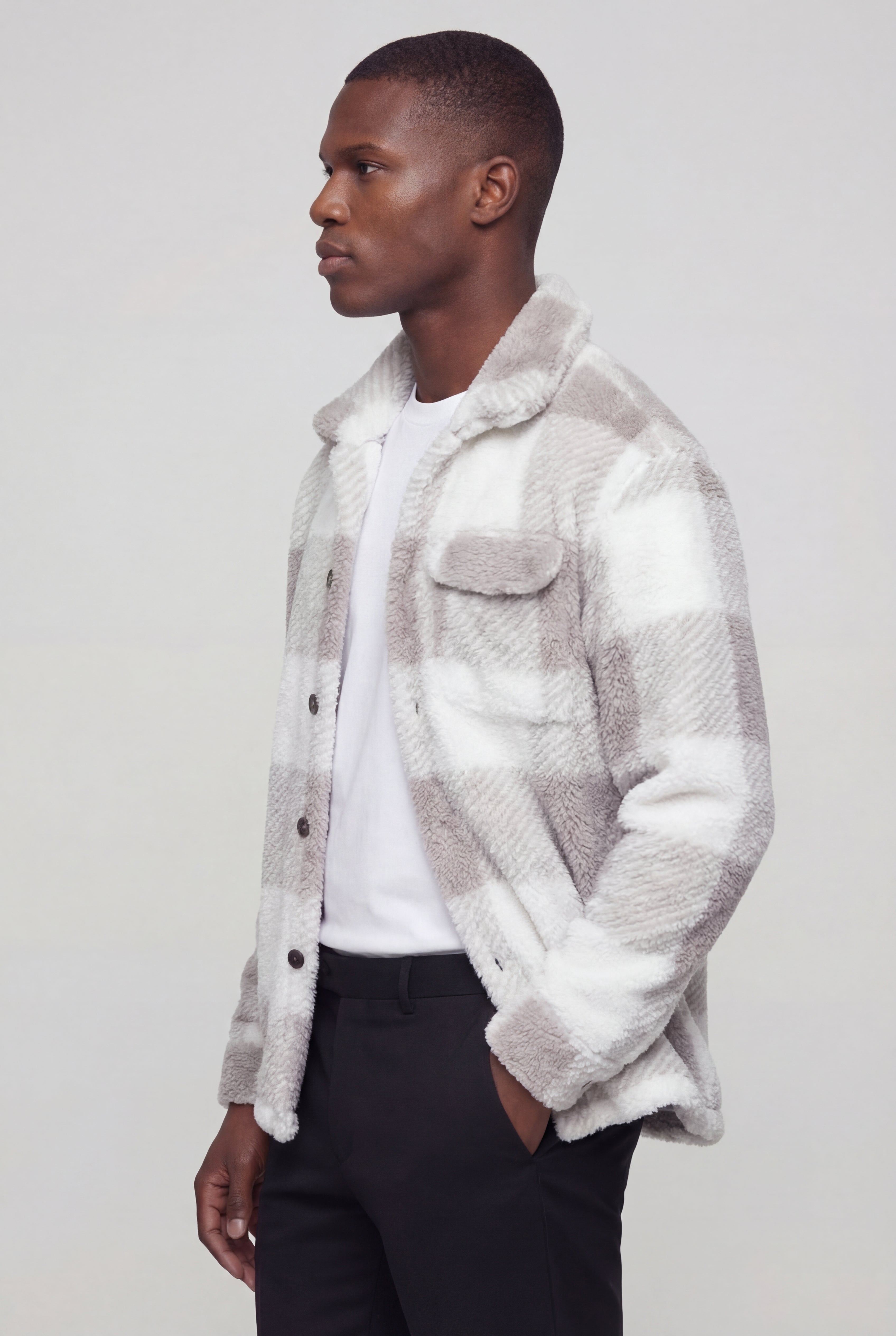 ZARETH PLAID JACKET - GRAY