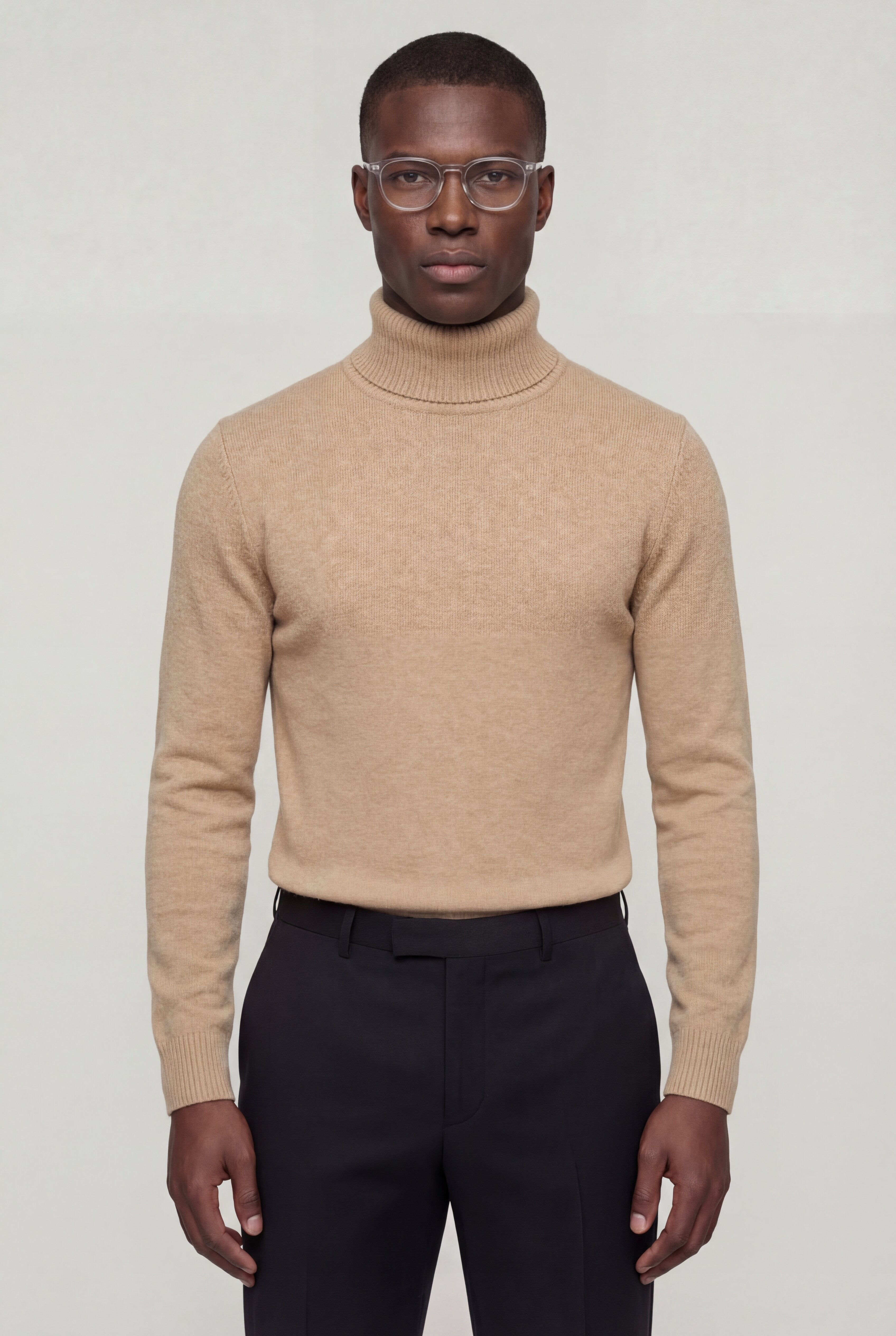 ZAVERON THIN TURTLENECK SWEATER – CAMEL
