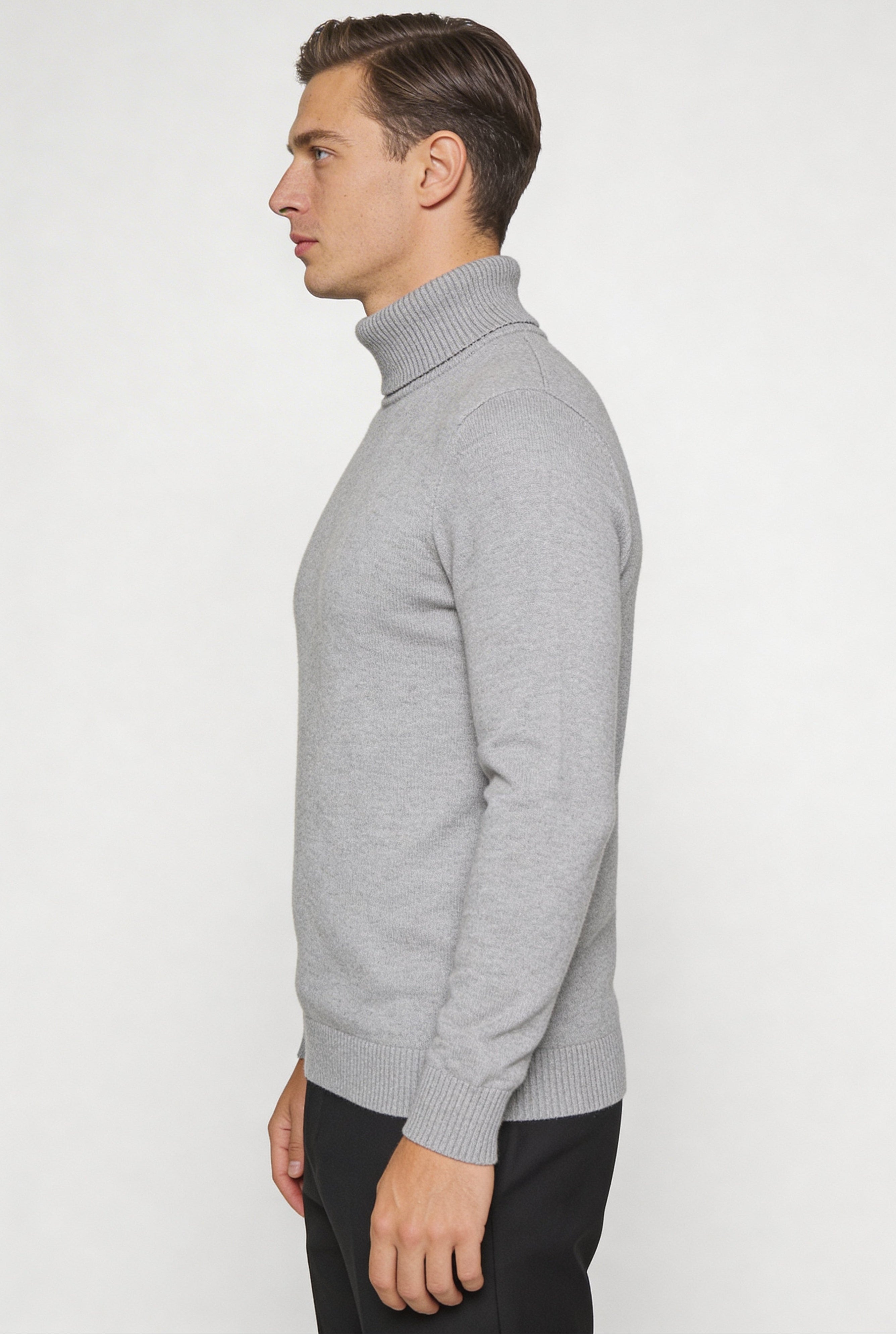 ZAVERON THIN TURTLENECK SWEATER – GRAY