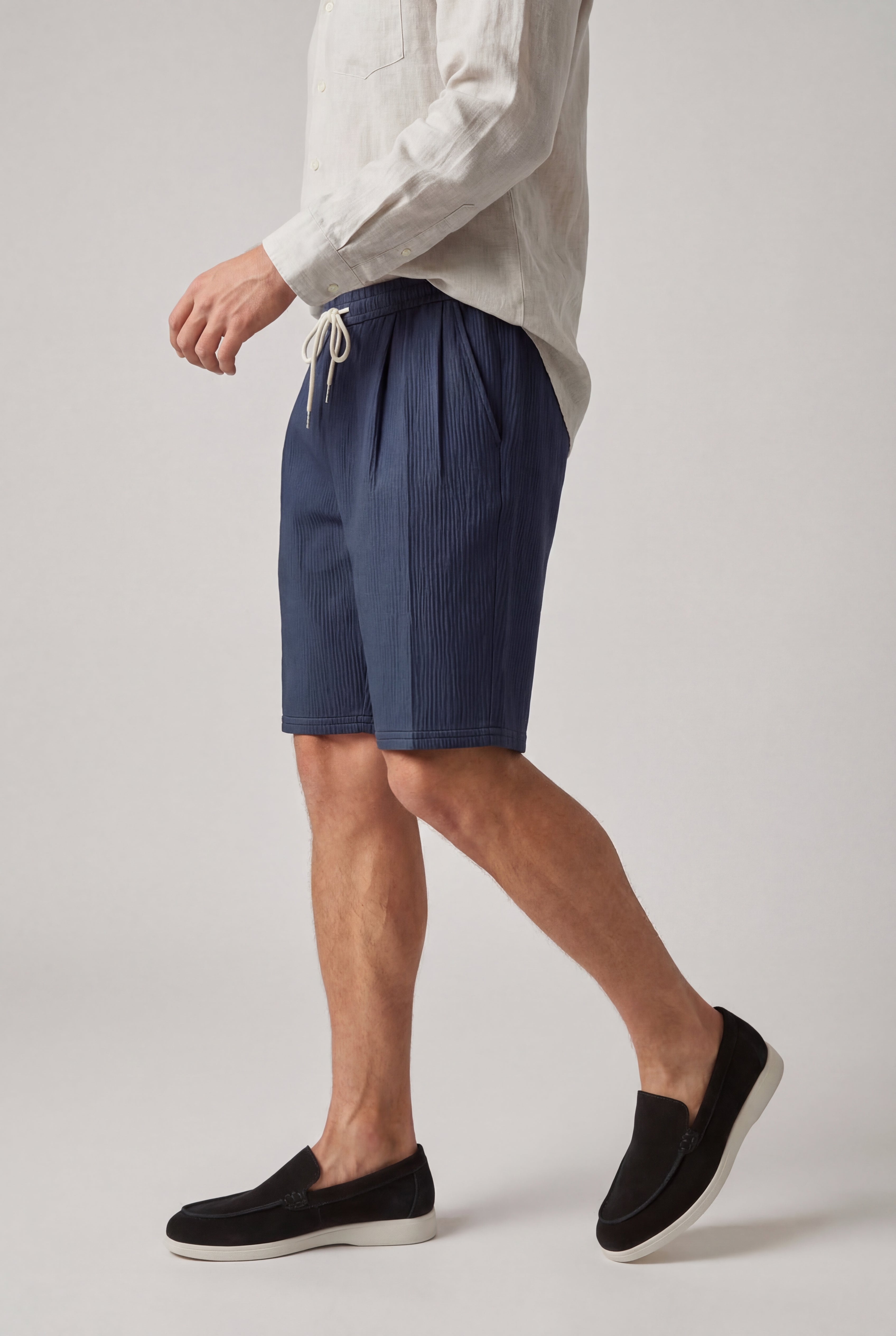 ZELVORIN TEXTURED DRAWSTRING SHORTS – NAVY