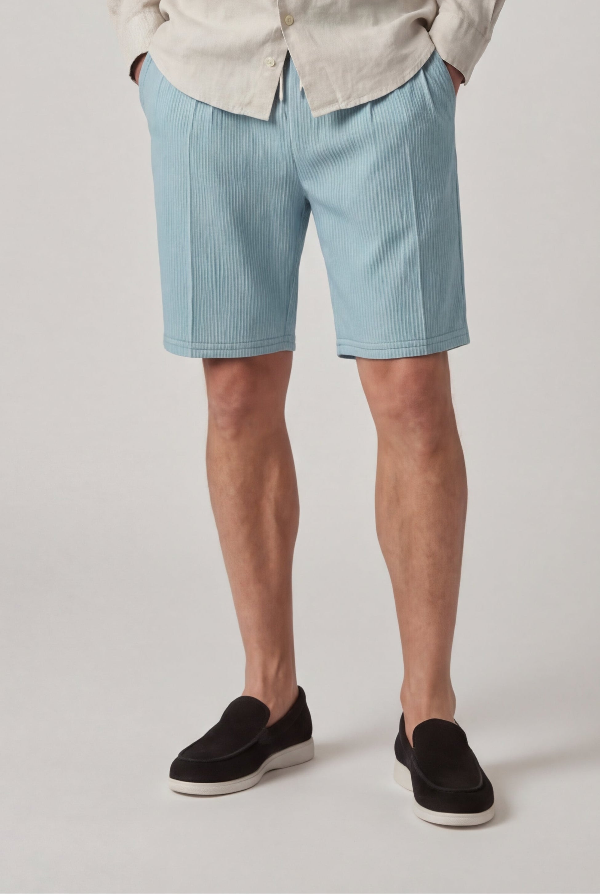 ZELVORIN TEXTURED DRAWSTRING SHORTS – BLUE