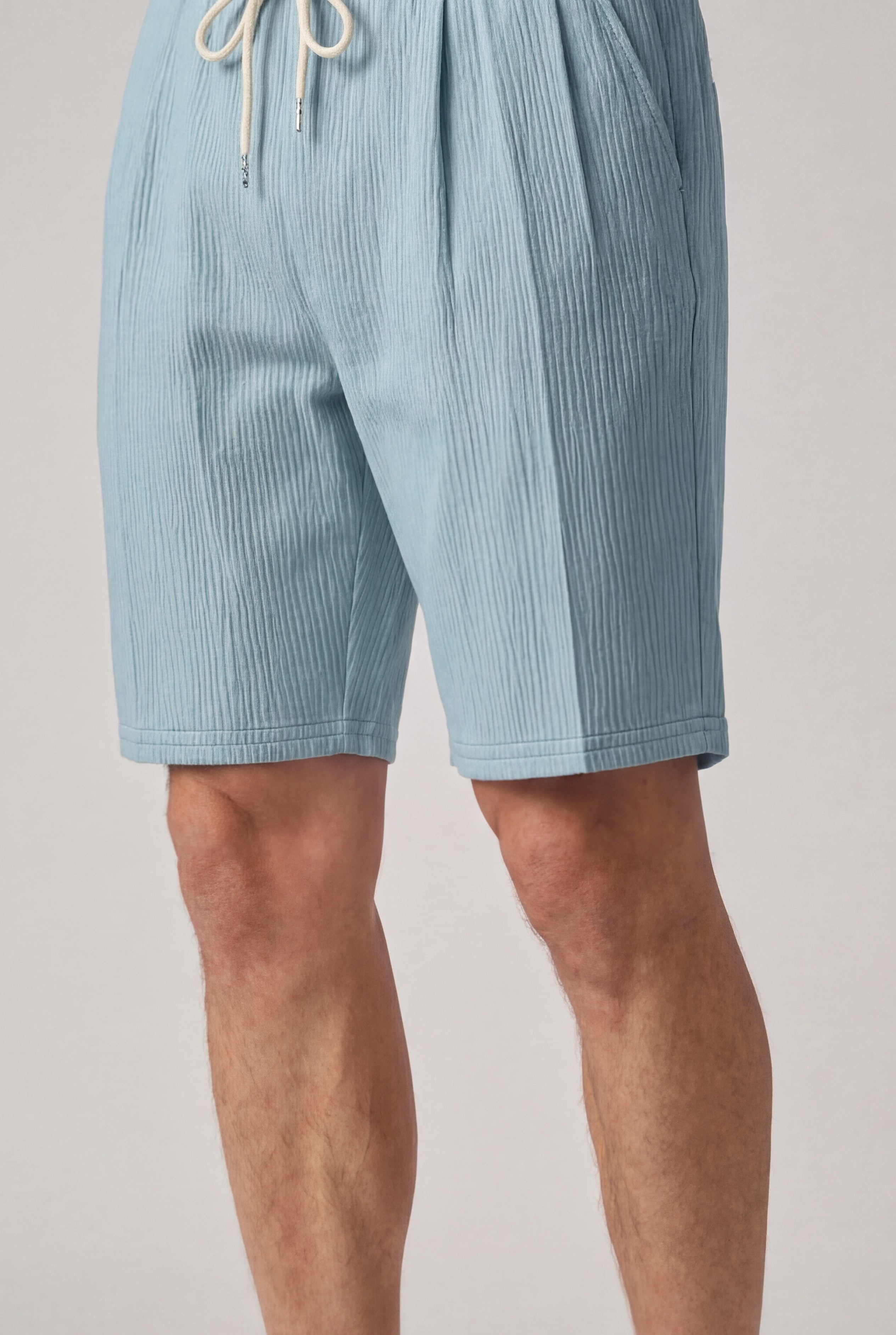 ZELVORIN TEXTURED DRAWSTRING SHORTS – BLUE