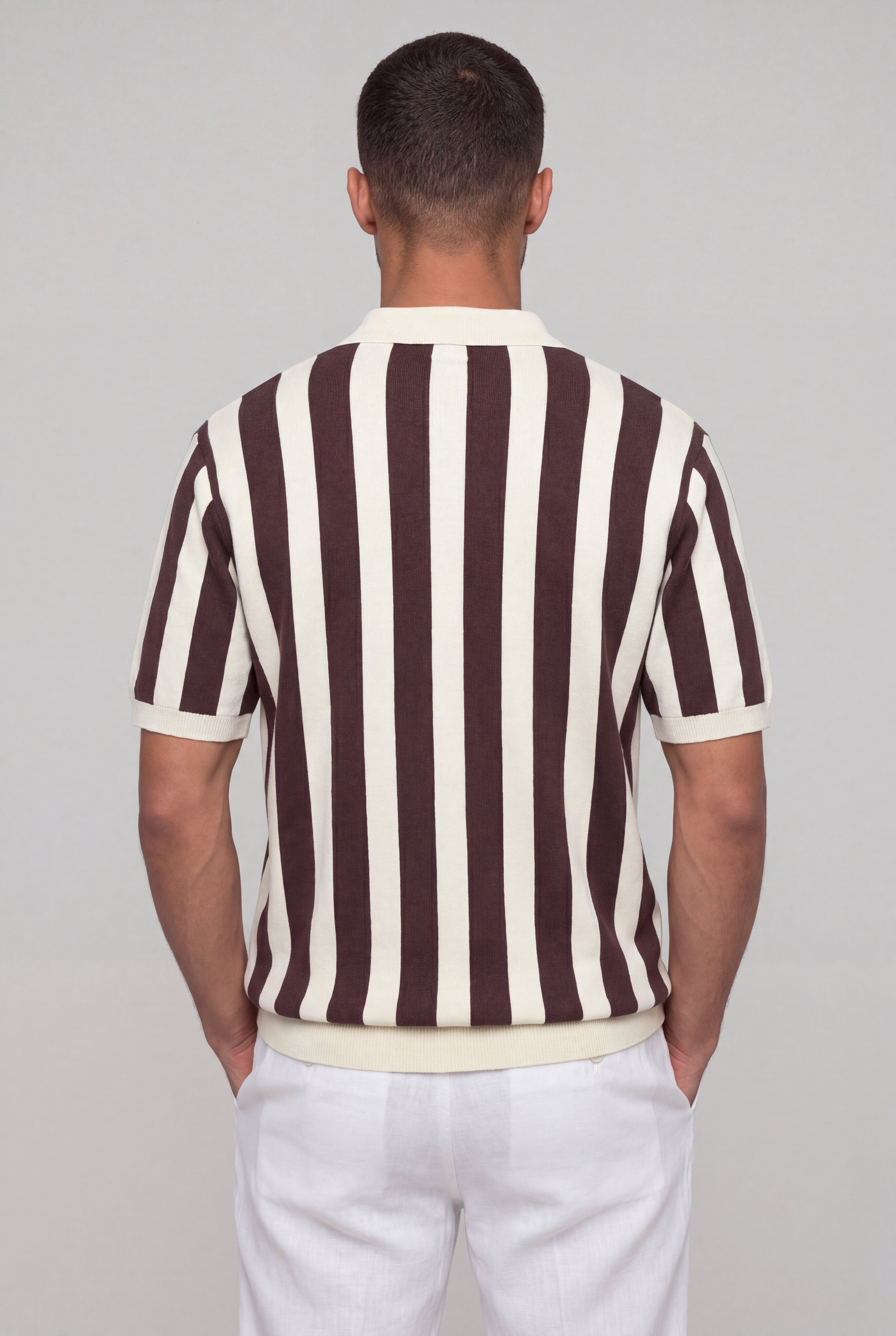 ZENOT O STRIPE POLO - KHAKI