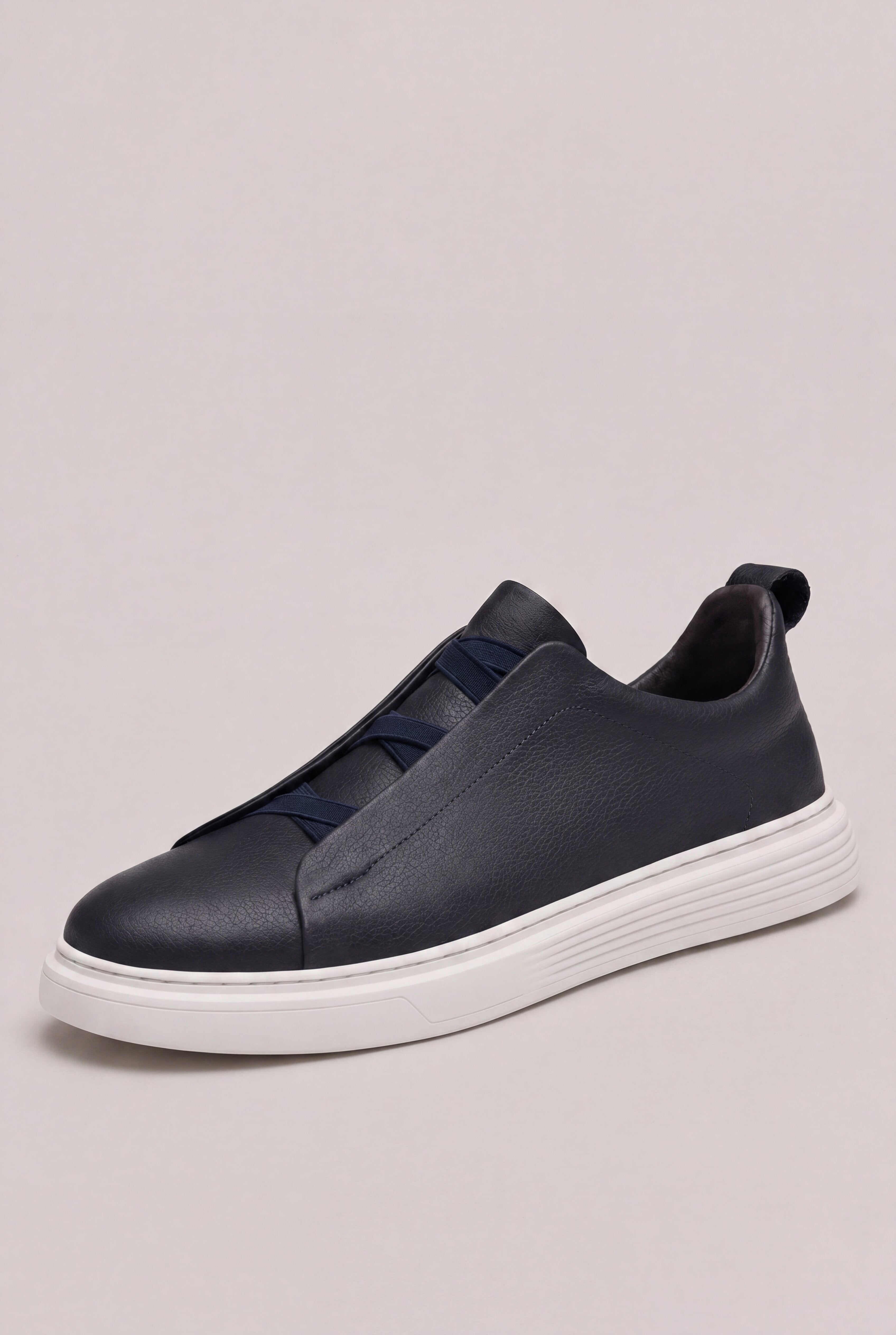 ZENTHROX LEATHER SNEAKERS – NAVY