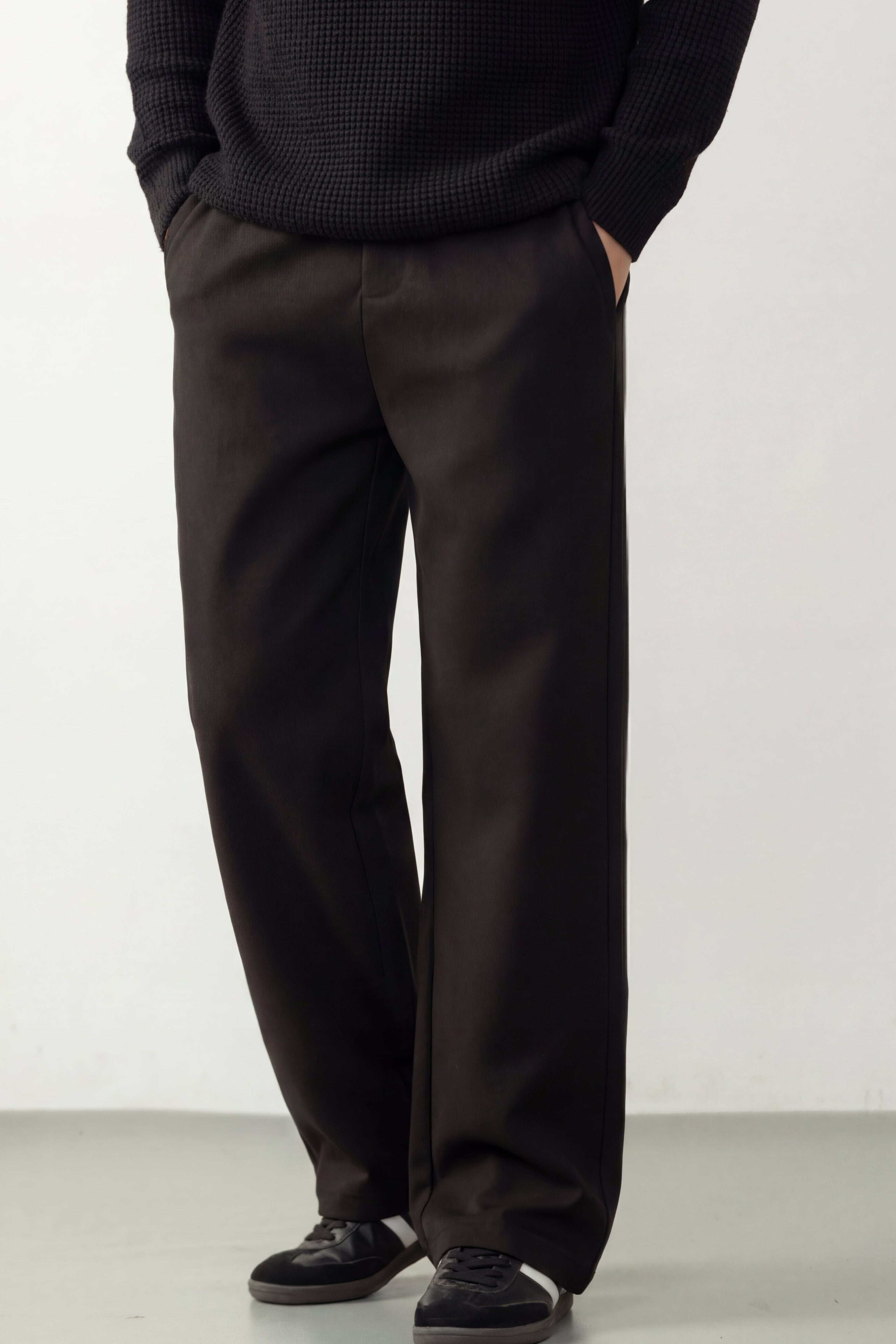 ZENVIO WOOL BLEND TROUSERS – BLACK