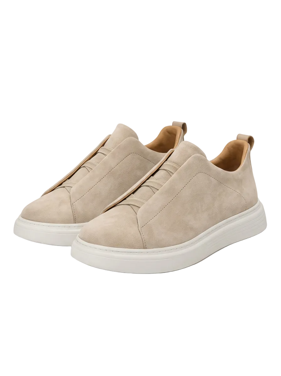 TREVIANO SUEDE SLIP-ON SNEAKERS – BEIGE