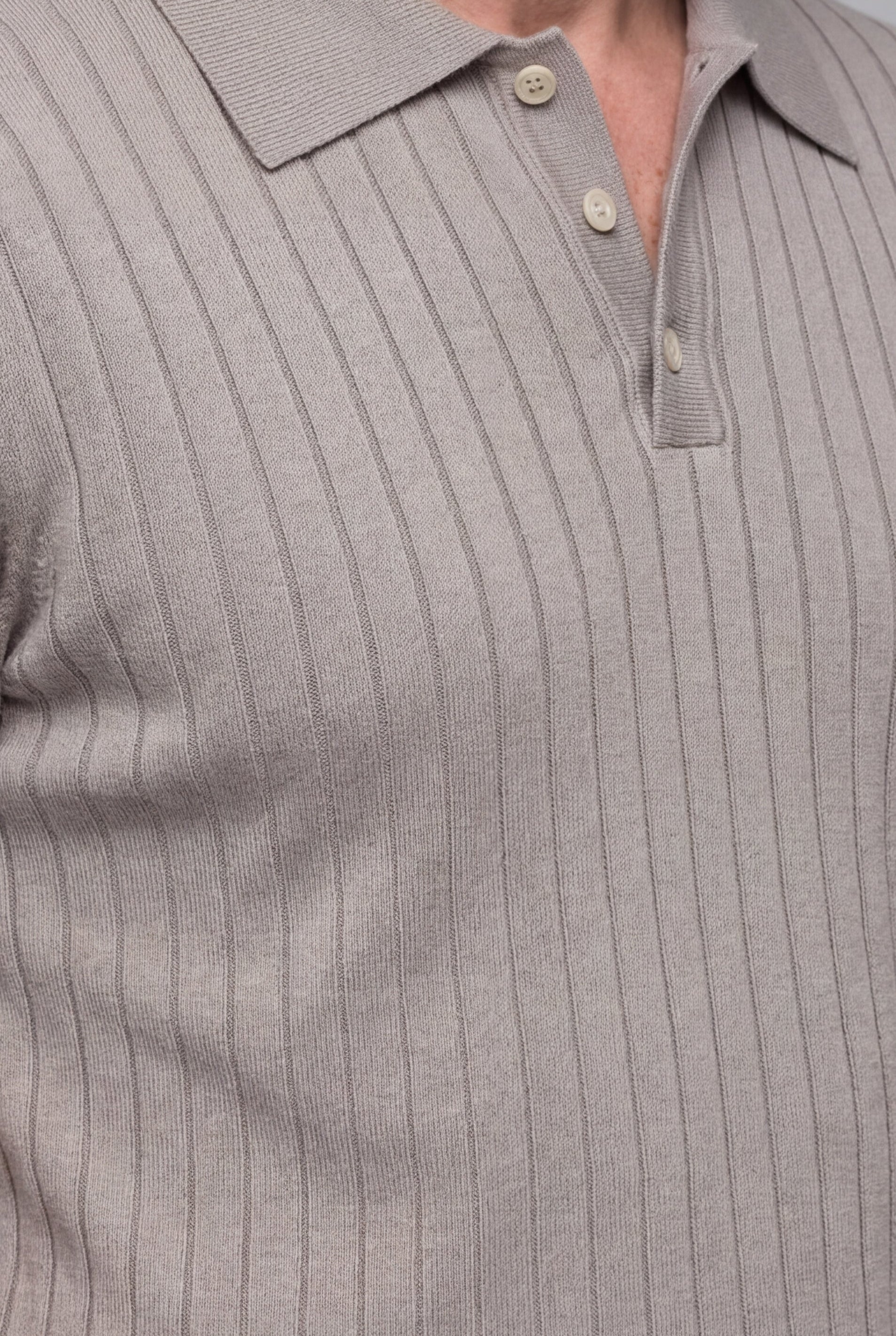 SERANO KNIT POLO SHIRT – GRAY