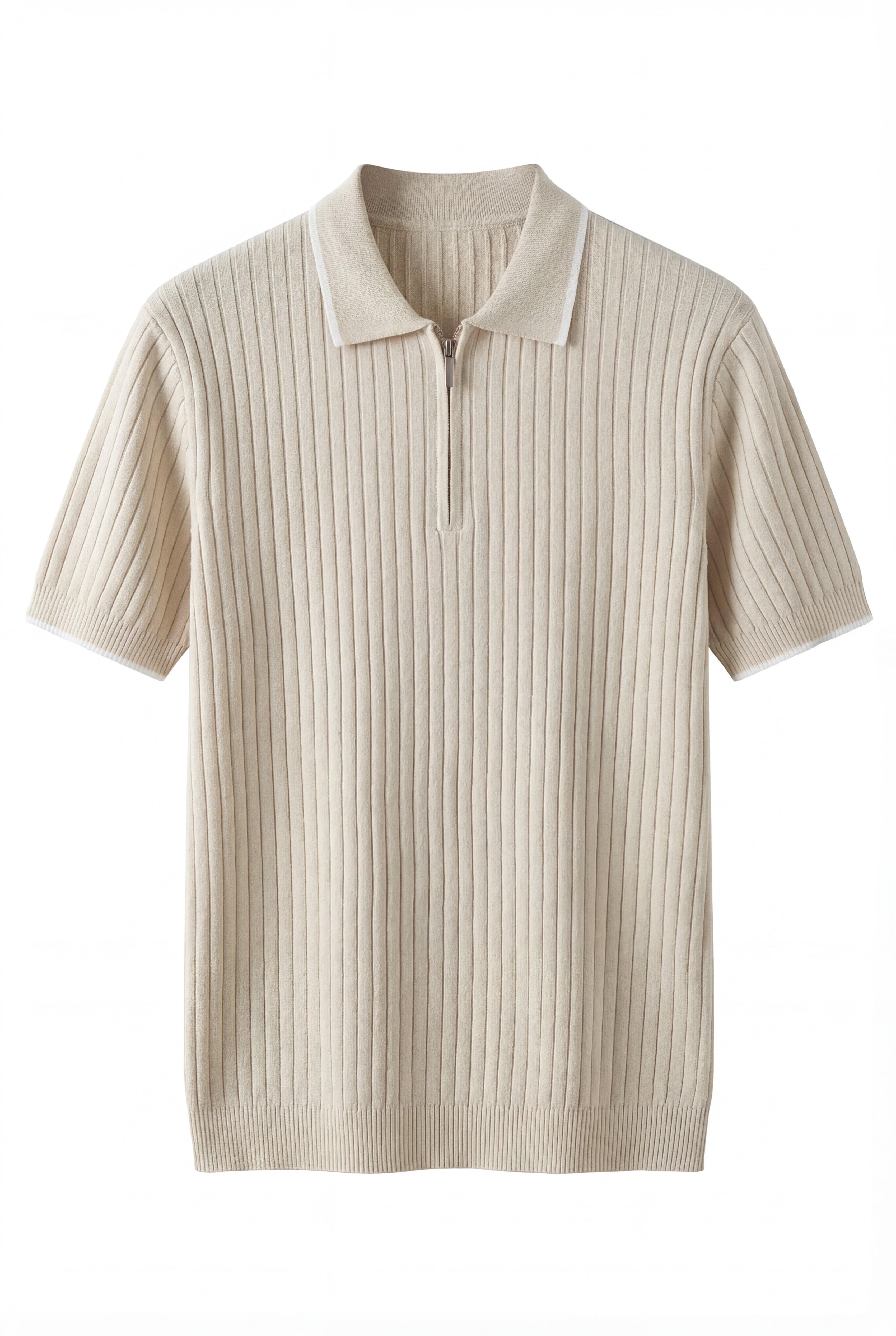 TYVORIN ZIP POLO SHIRT – BEIGE