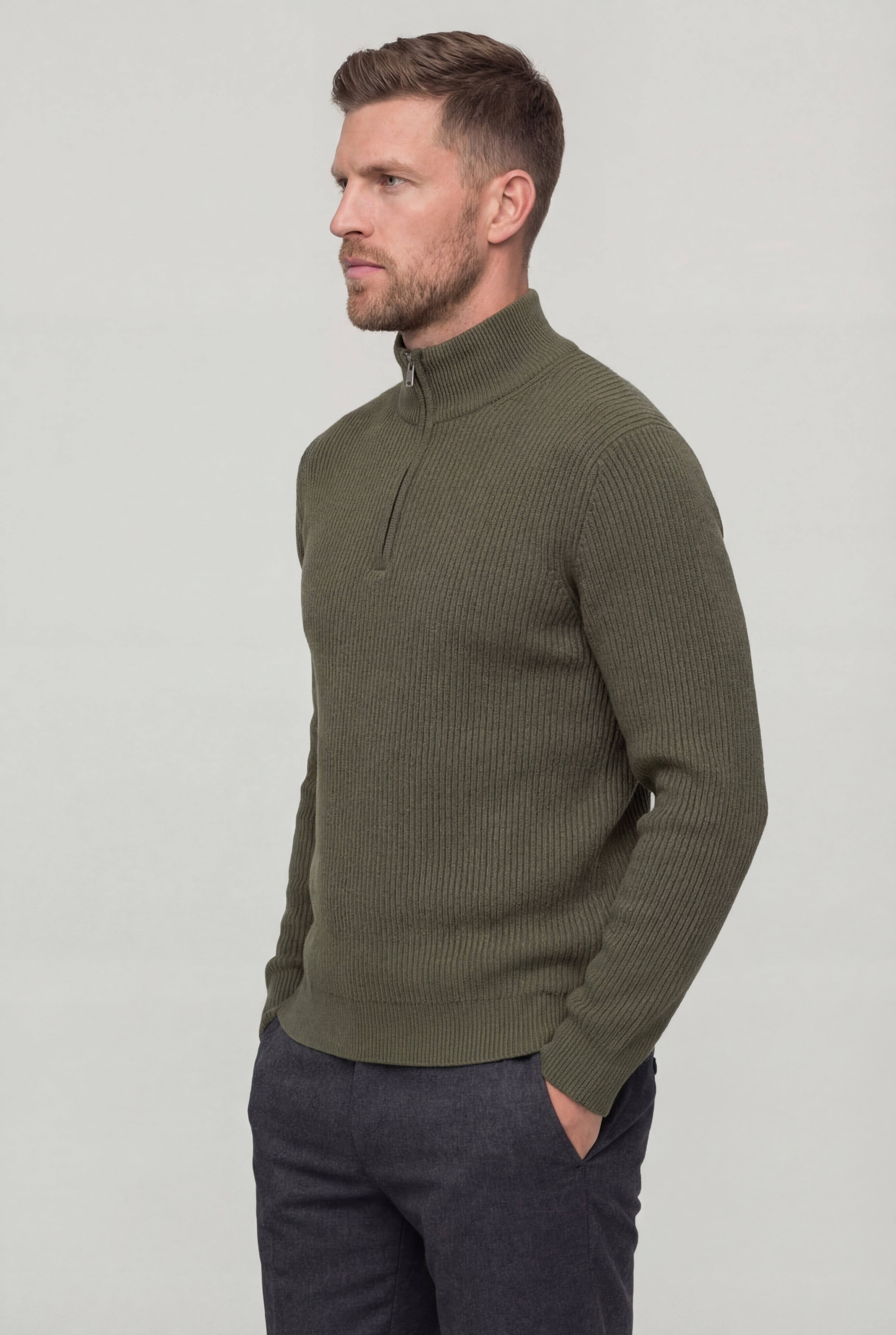 ARDENHOLT QUARTER-ZIP SWEATER – GREEN