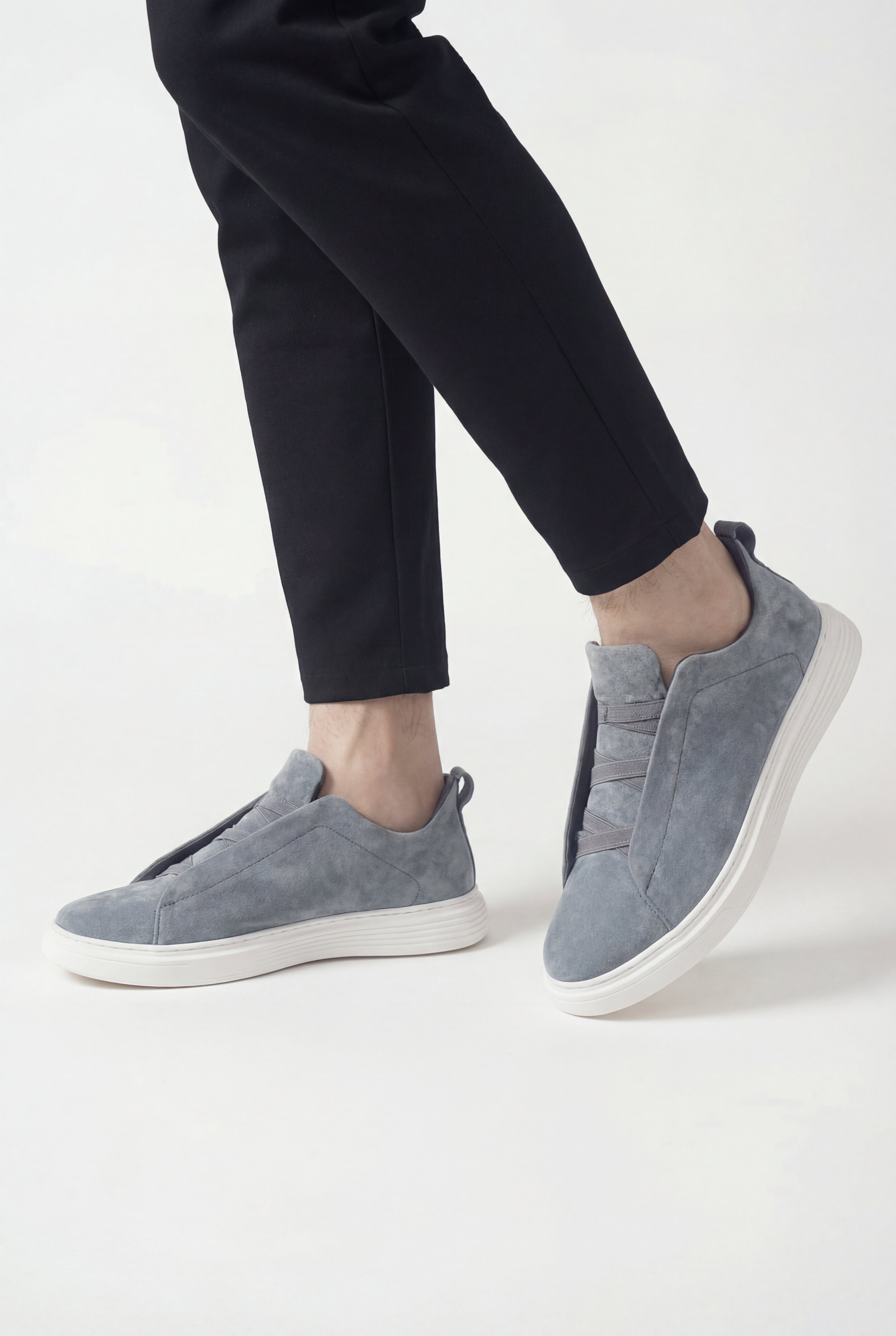 TREVIANO SUEDE SLIP-ON SNEAKERS – GRAY