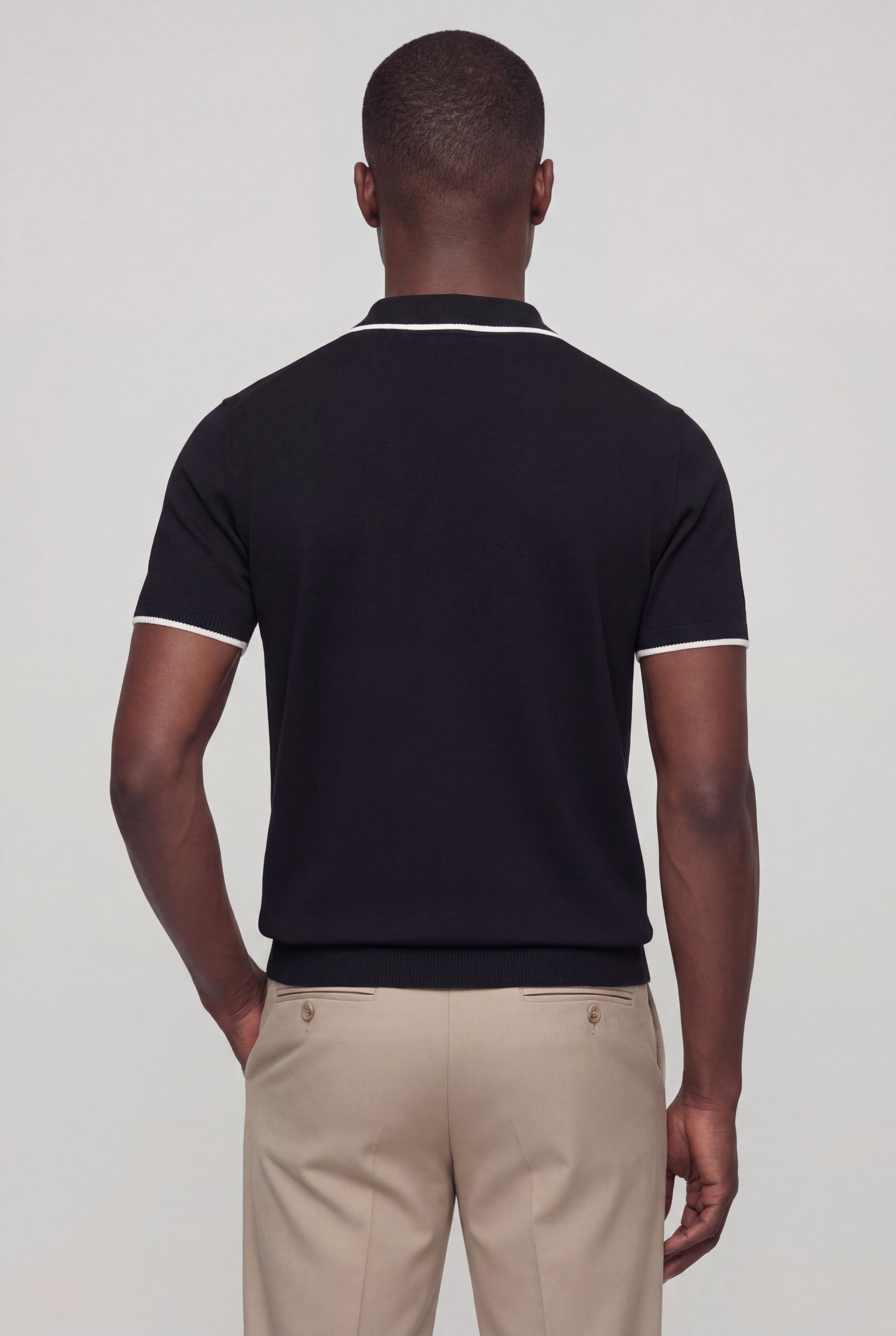 ALVERO CONTRAST TRIM POLO – BLACK
