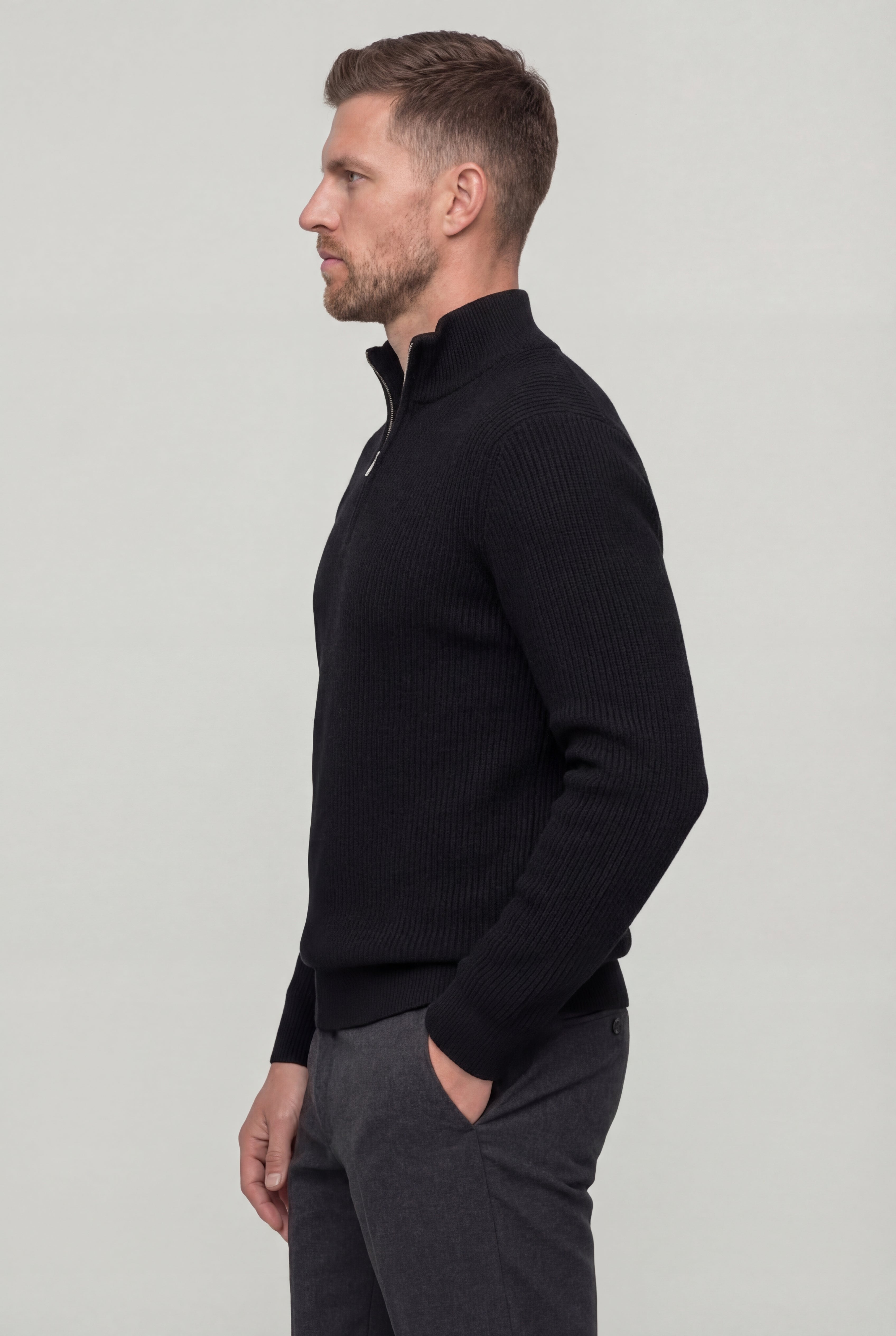 ARDENHOLT QUARTER-ZIP SWEATER – BLACK