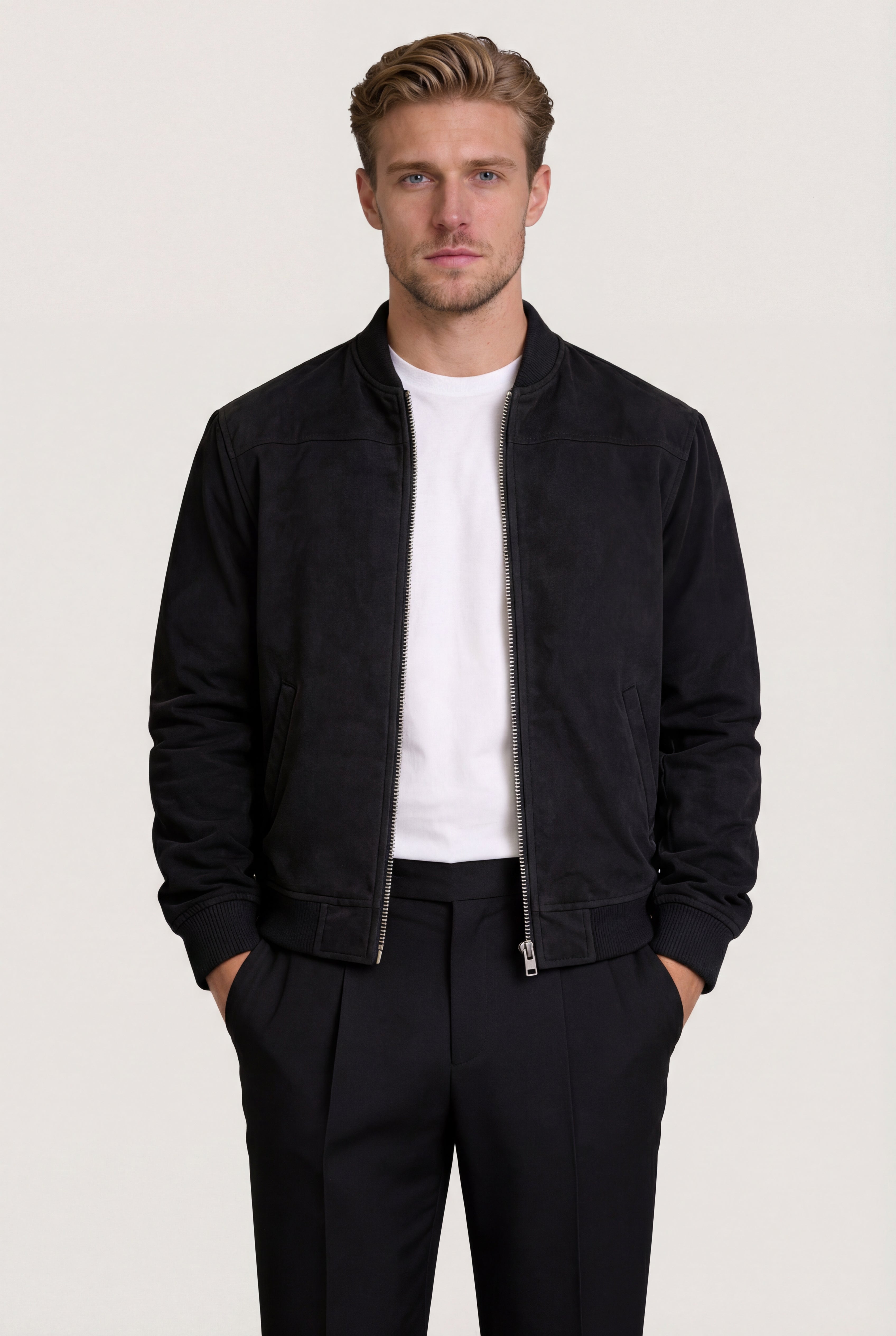 ARVANE SUEDE BOMBER JACKET – BLACK