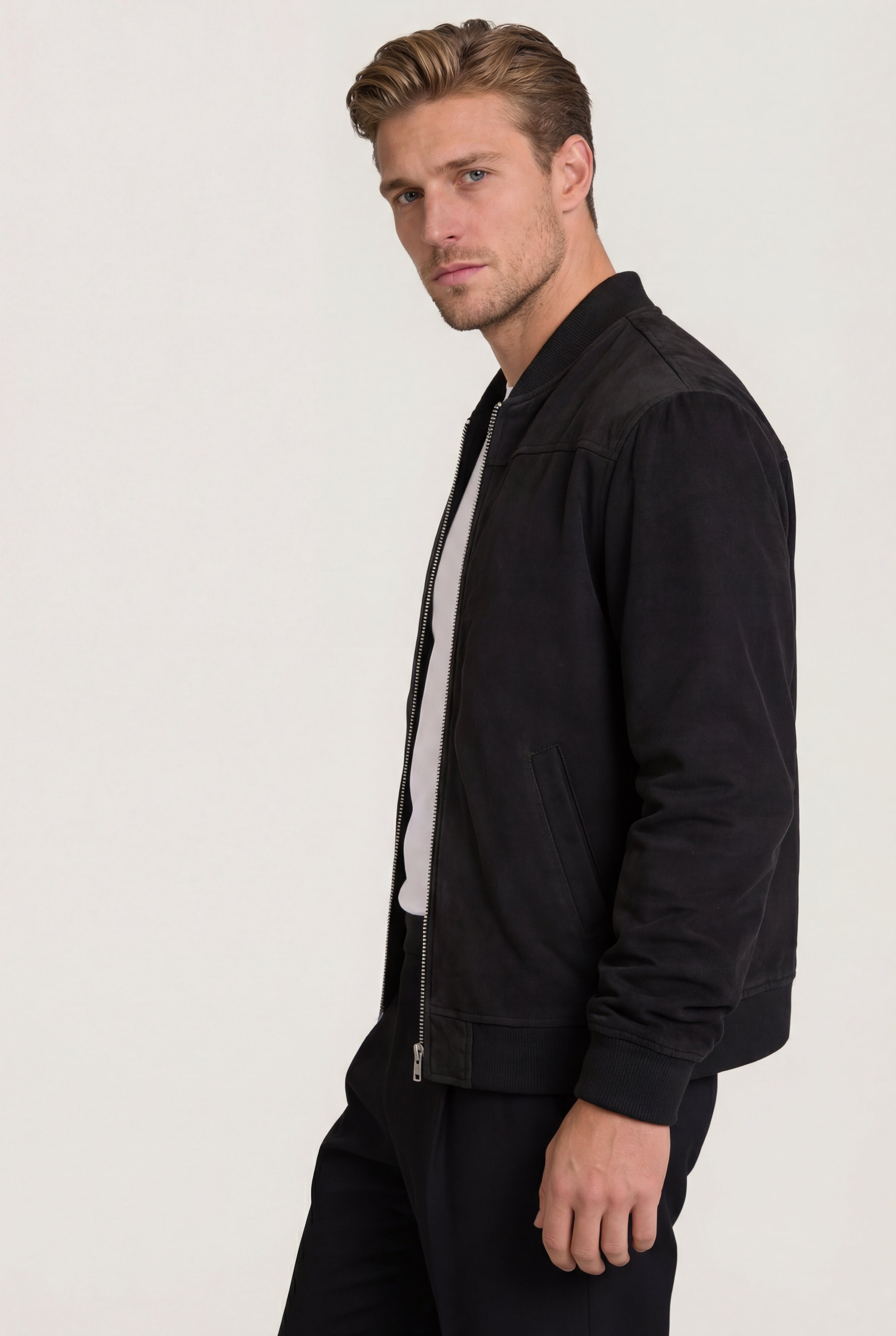 ARVANE SUEDE BOMBER JACKET – BLACK