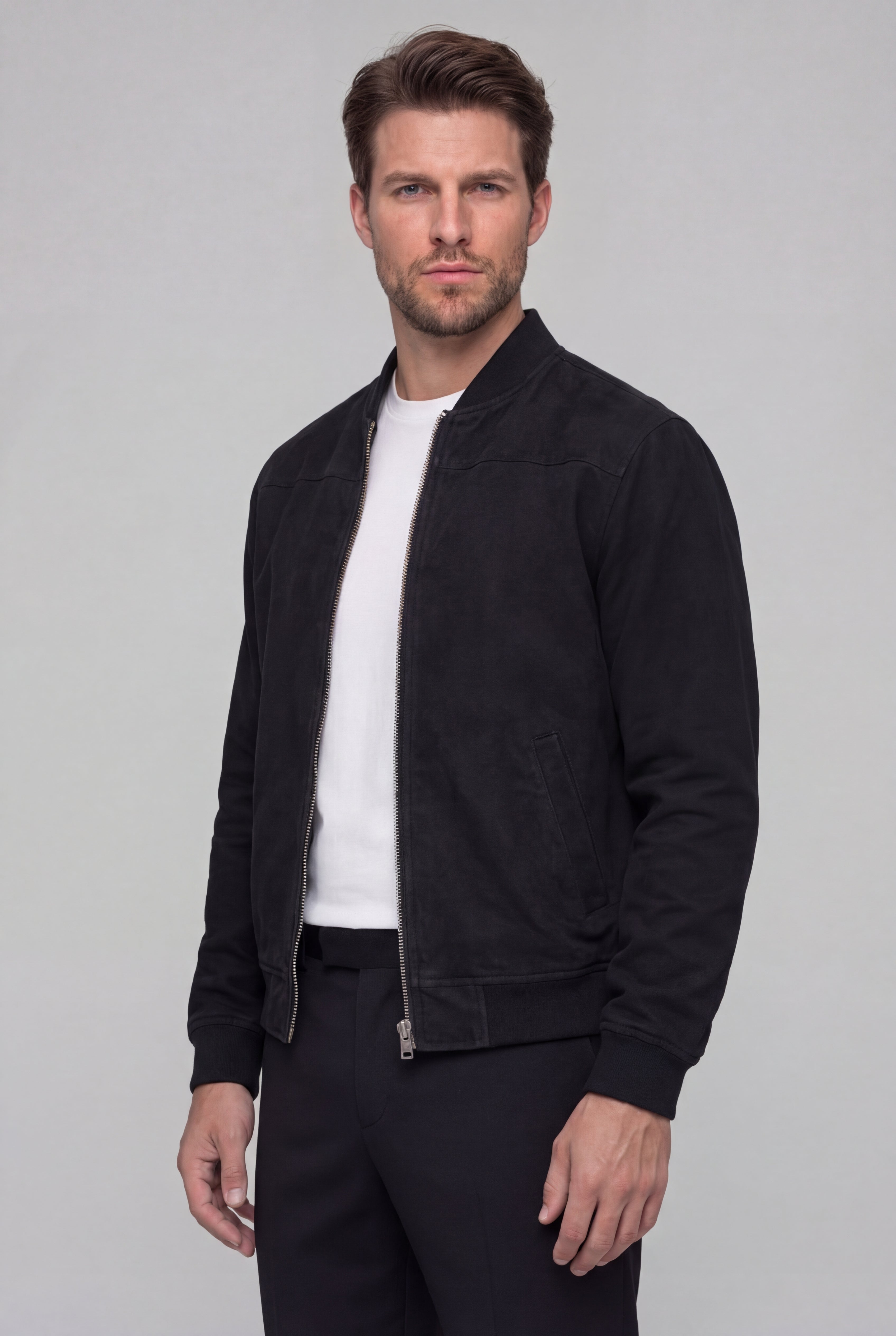 ARVANE SUEDE BOMBER JACKET – BLACK