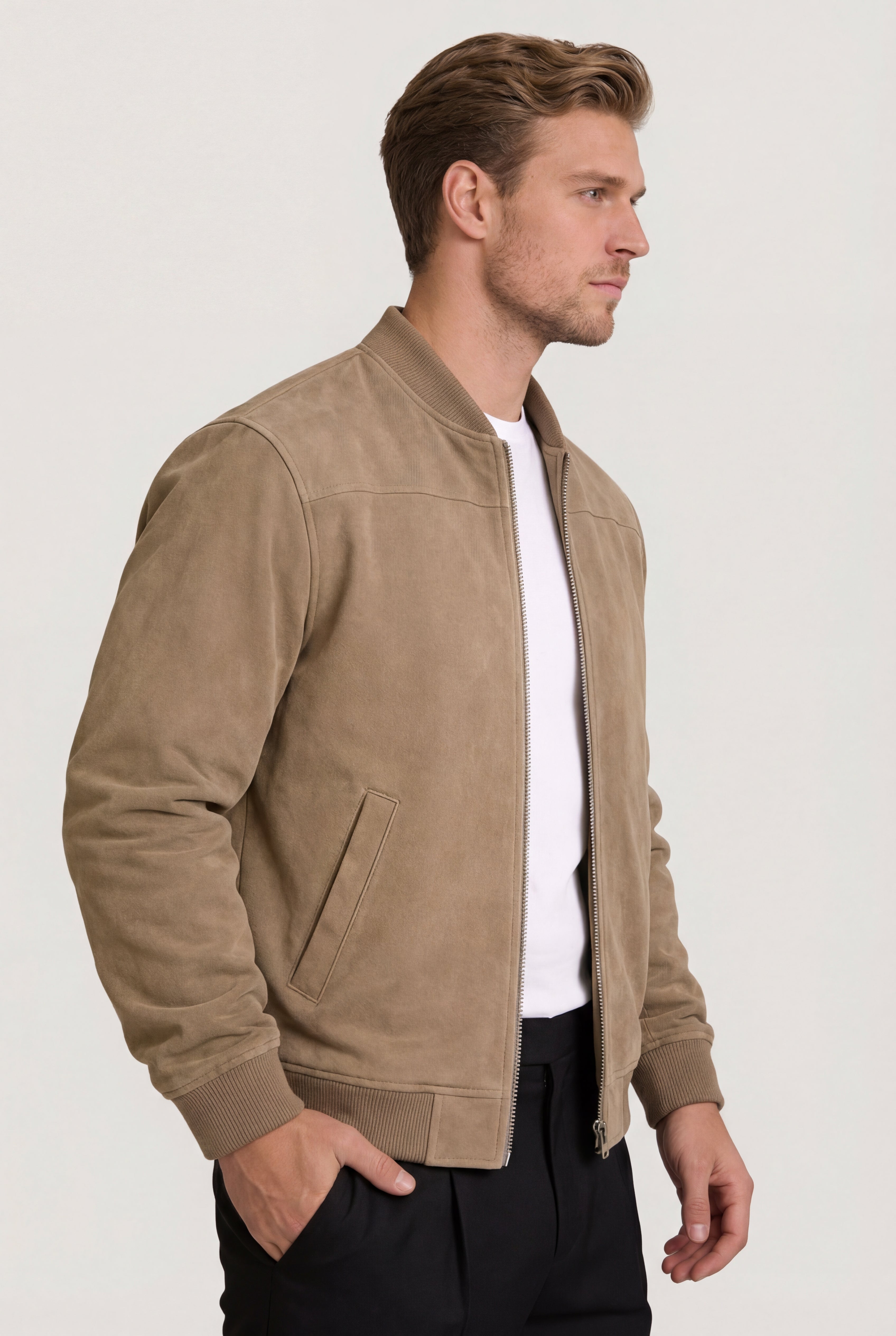 ARVANE SUEDE BOMBER JACKET – BROWN