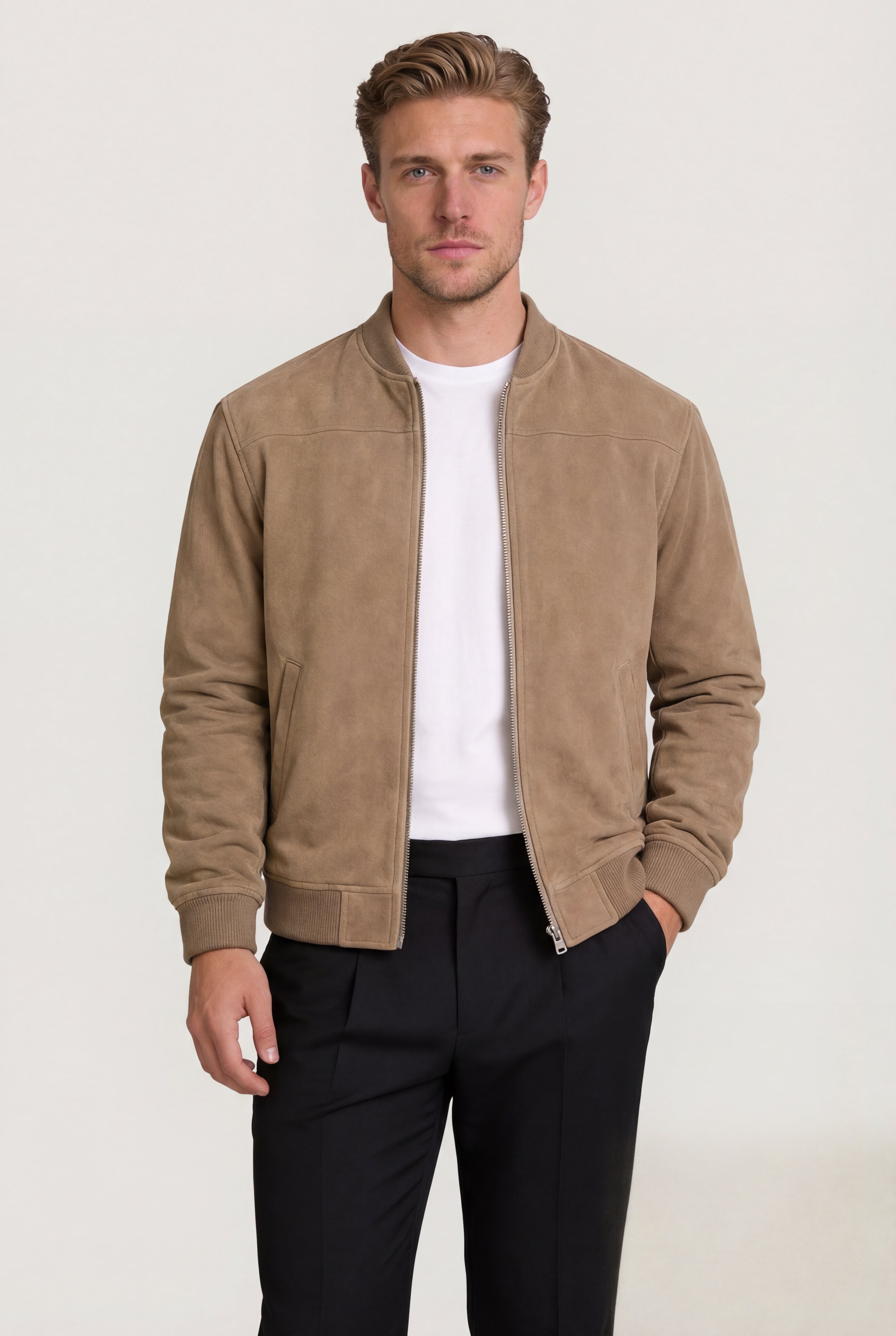 ARVANE SUEDE BOMBER JACKET – BROWN