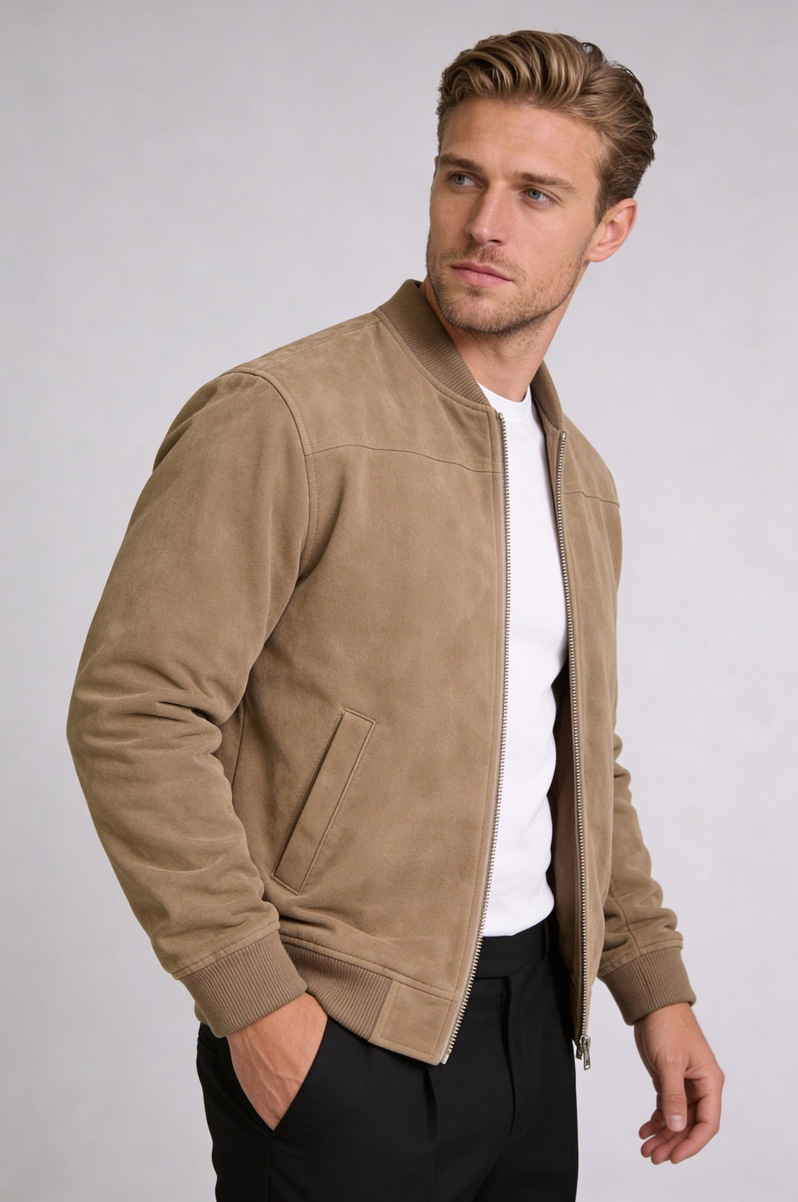 ARVANE SUEDE BOMBER JACKET – BROWN