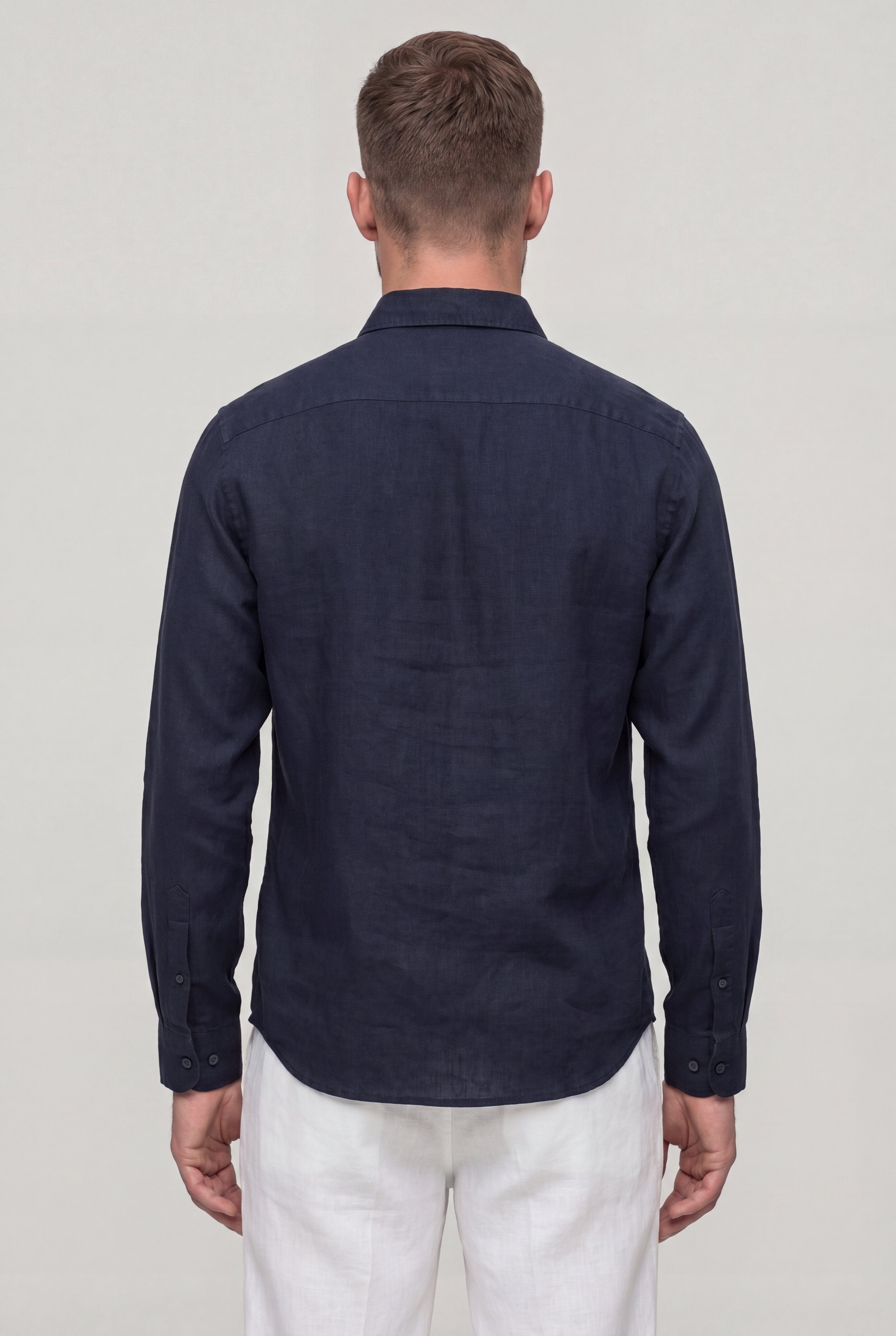AUREVAN LYOCELL LINEN SHIRT – BLUE LONG