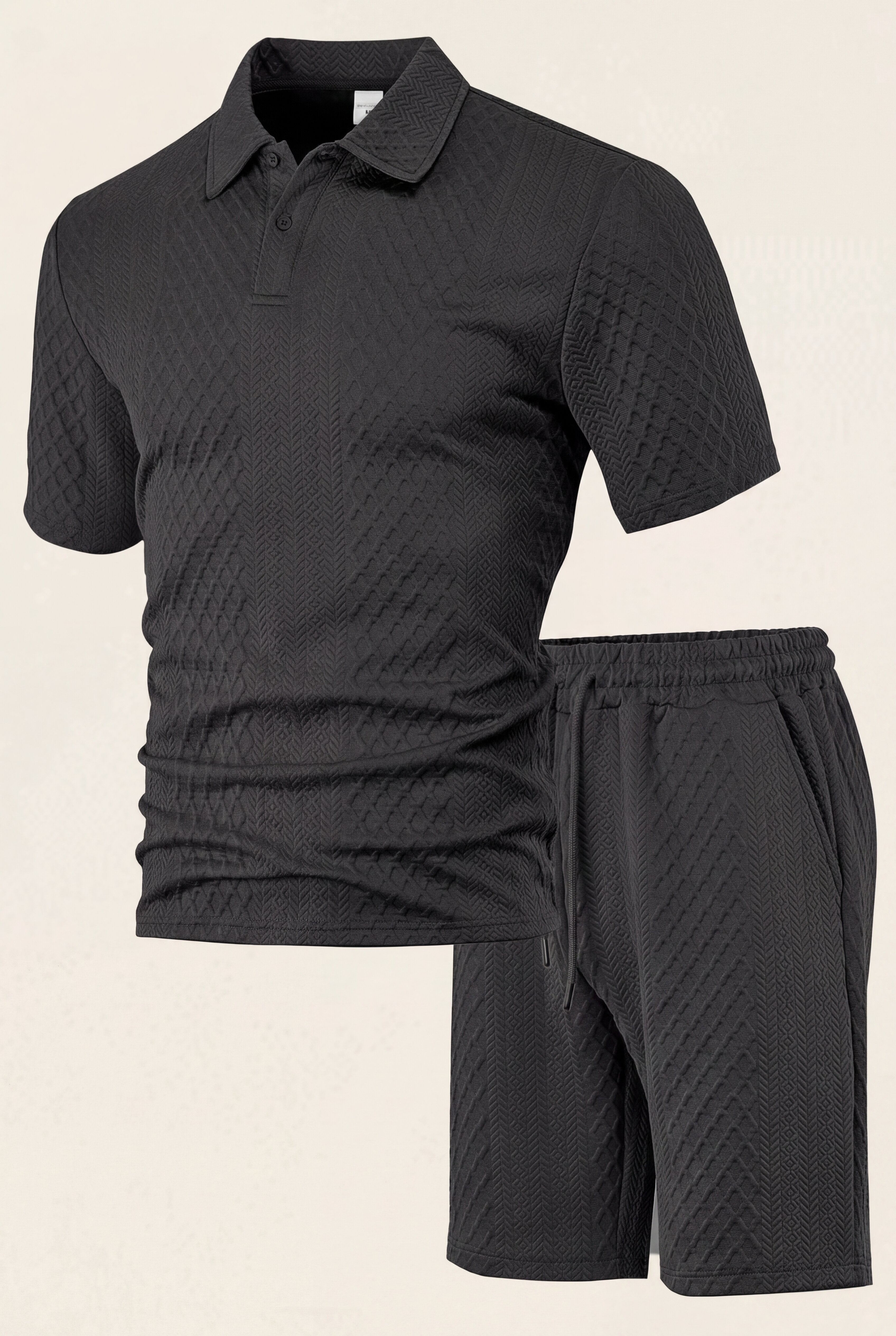 AUREVON JACQUARD POLO SET – BLACK