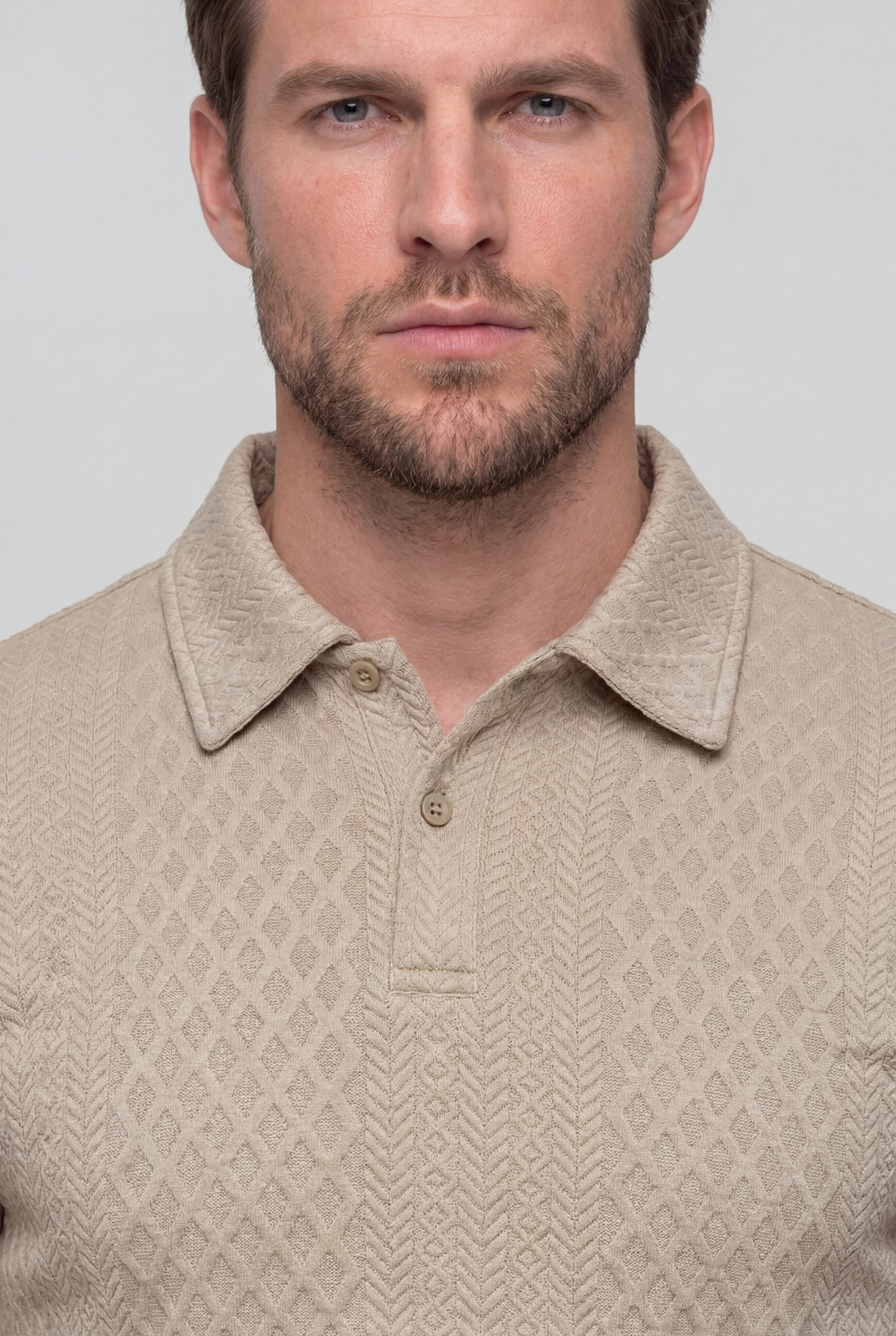AUREVON JACQUARD POLO SET – KHAKI